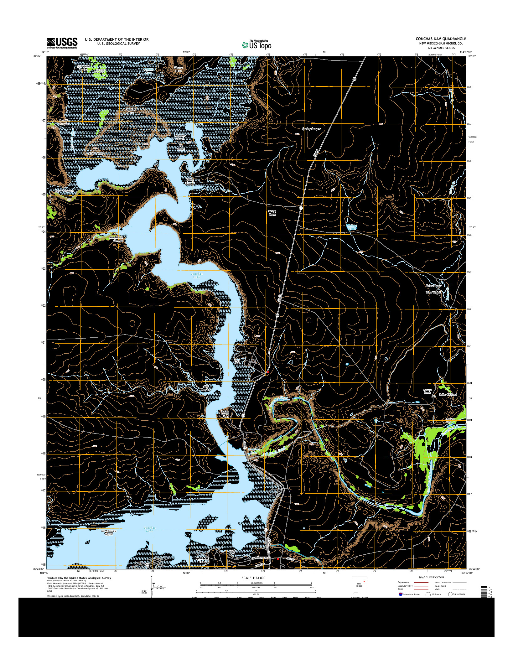 USGS US TOPO 7.5-MINUTE MAP FOR CONCHAS DAM, NM 2013