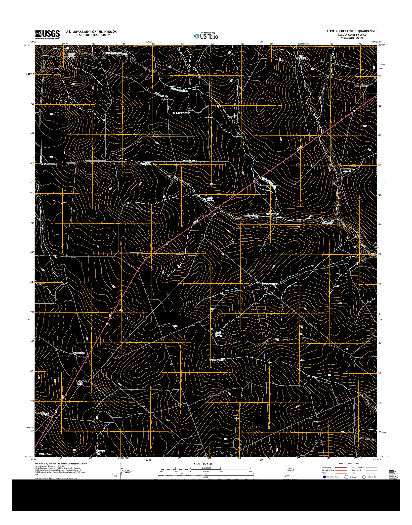 USGS US TOPO 7.5-MINUTE MAP FOR CONEJO CREEK WEST, NM 2013