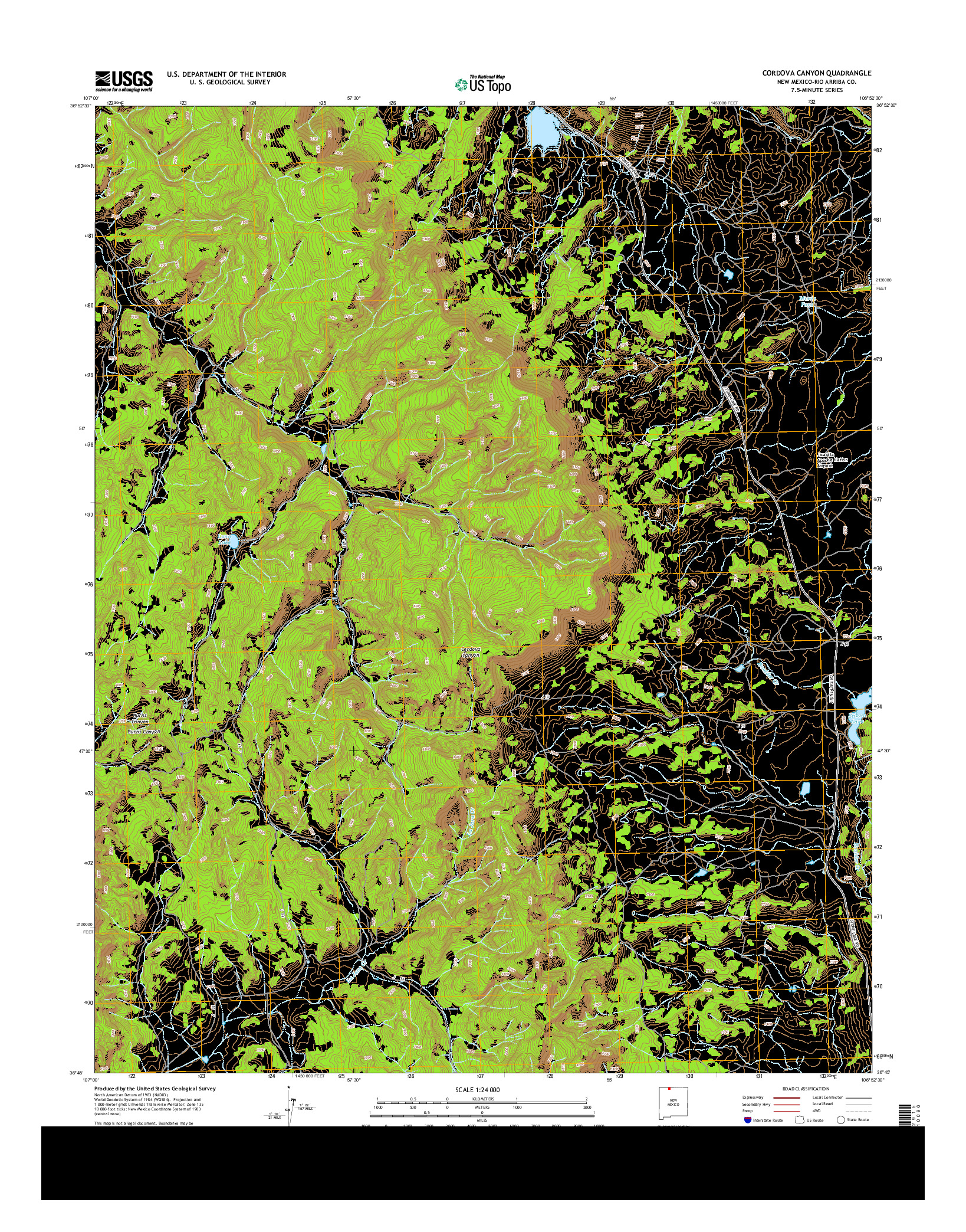 USGS US TOPO 7.5-MINUTE MAP FOR CORDOVA CANYON, NM 2013