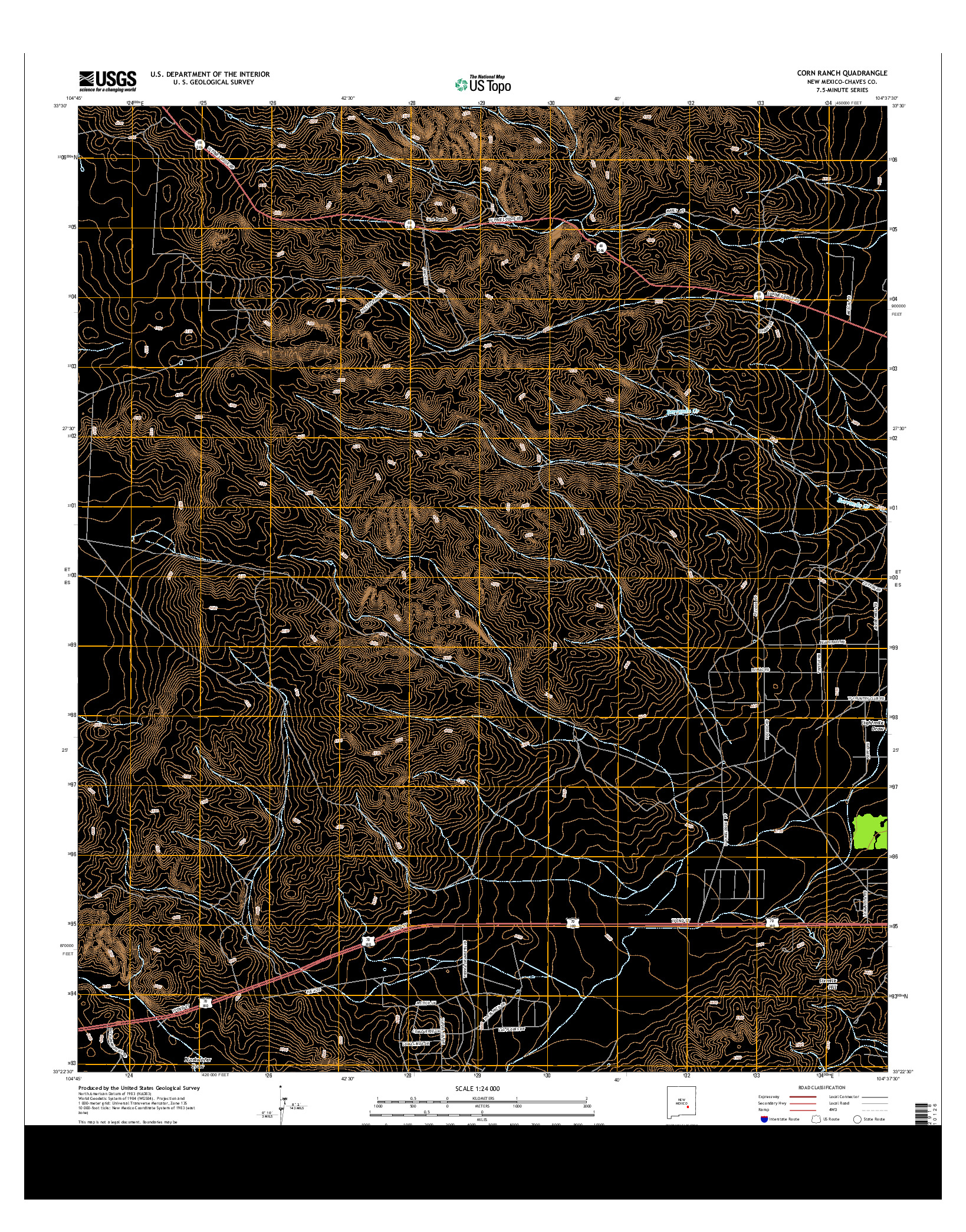 USGS US TOPO 7.5-MINUTE MAP FOR CORN RANCH, NM 2013