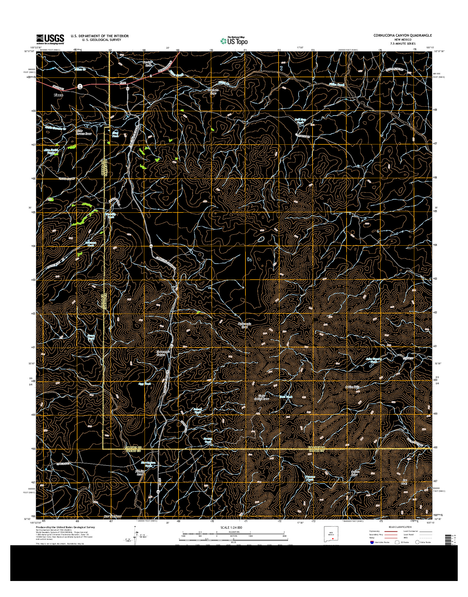 USGS US TOPO 7.5-MINUTE MAP FOR CORNUCOPIA CANYON, NM 2013