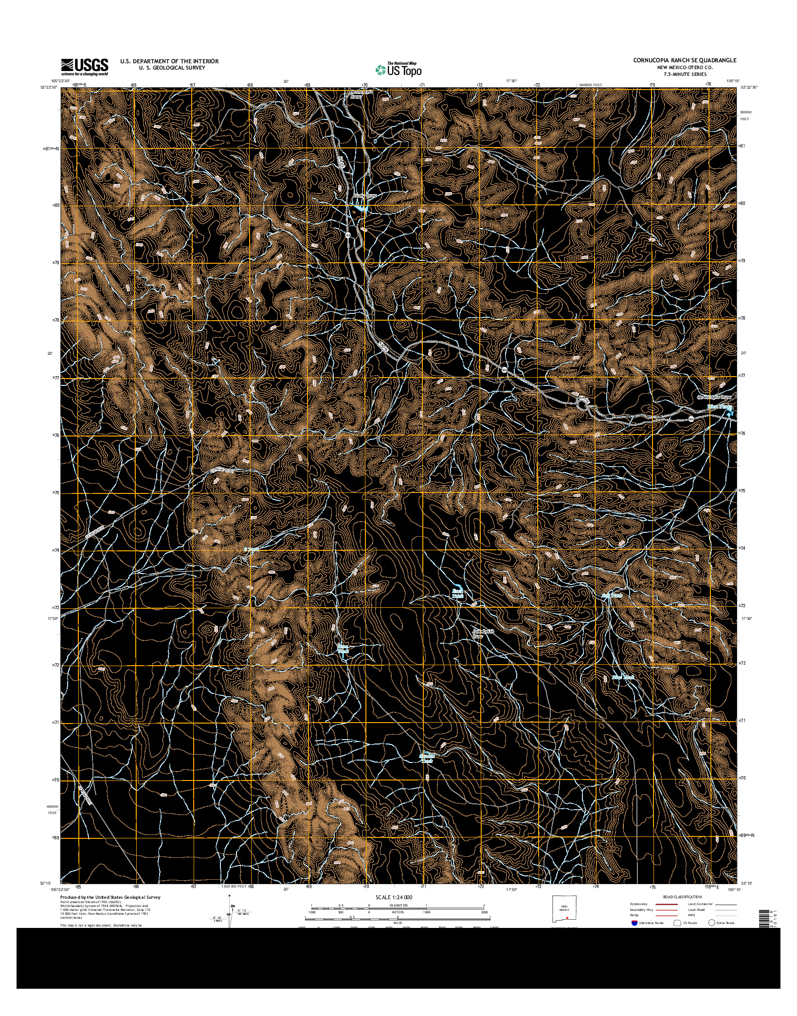 USGS US TOPO 7.5-MINUTE MAP FOR CORNUCOPIA RANCH SE, NM 2013
