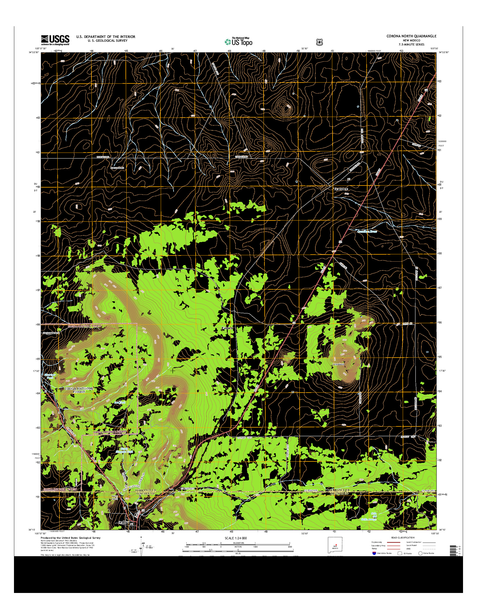 USGS US TOPO 7.5-MINUTE MAP FOR CORONA NORTH, NM 2013