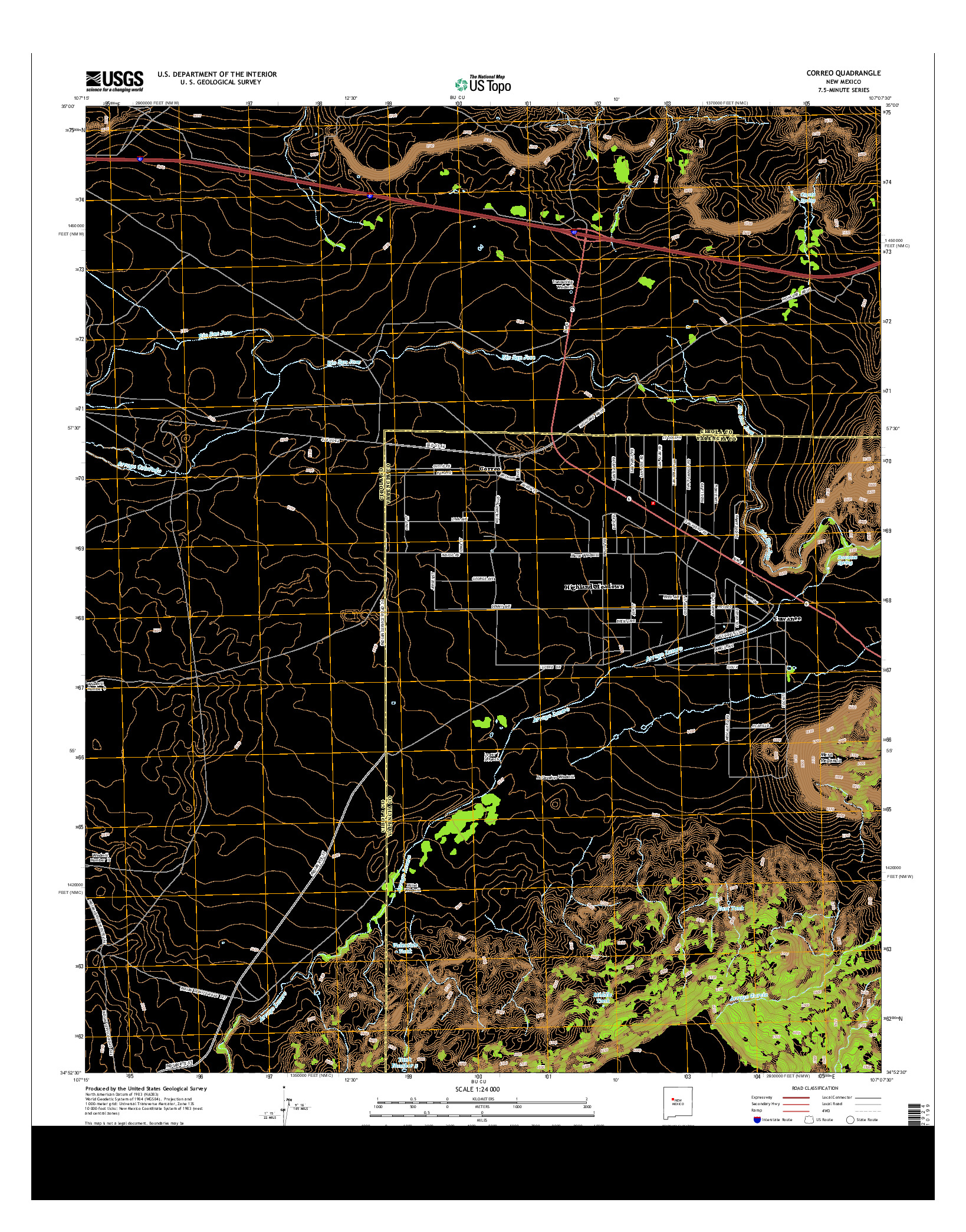 USGS US TOPO 7.5-MINUTE MAP FOR CORREO, NM 2013