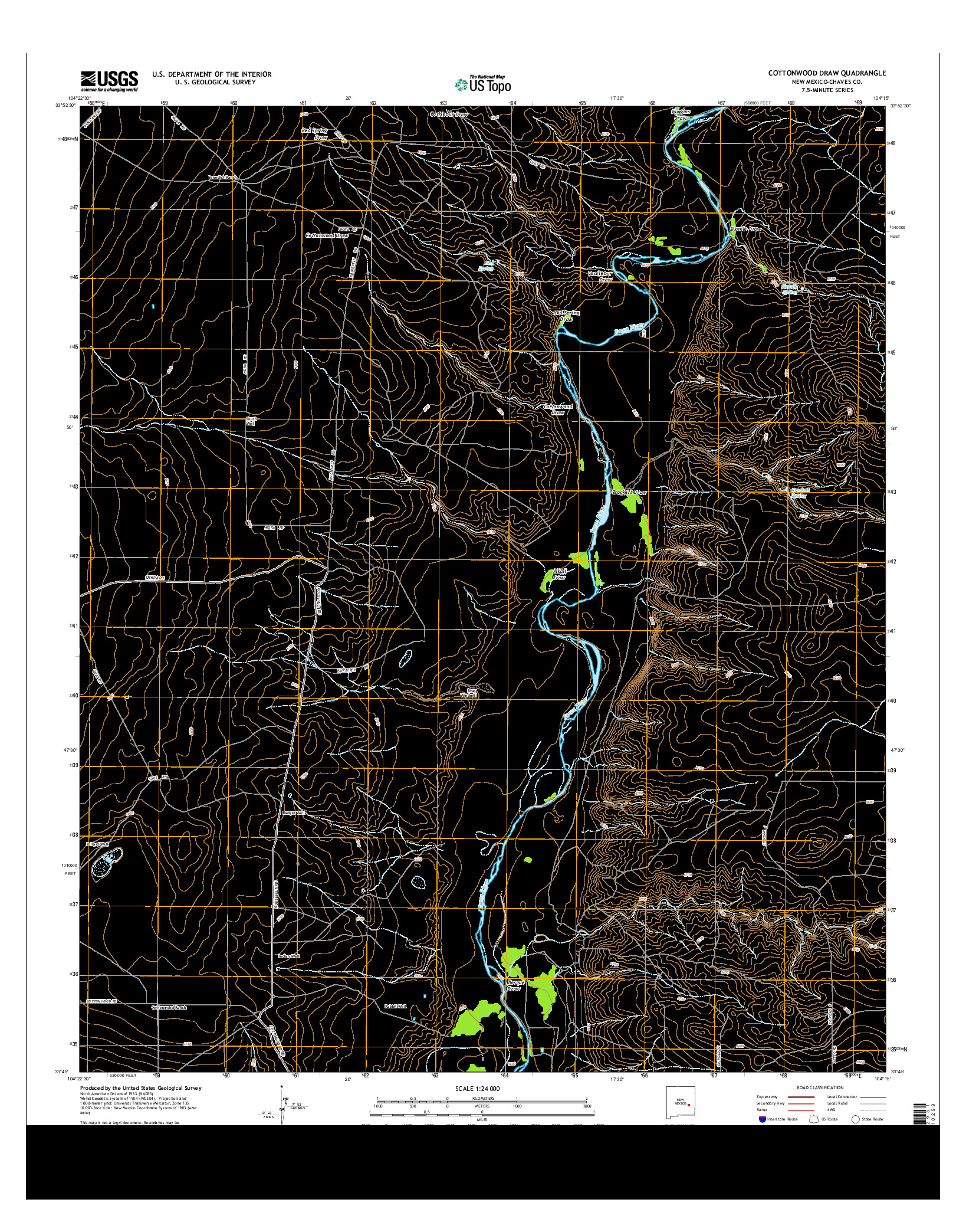 USGS US TOPO 7.5-MINUTE MAP FOR COTTONWOOD DRAW, NM 2013