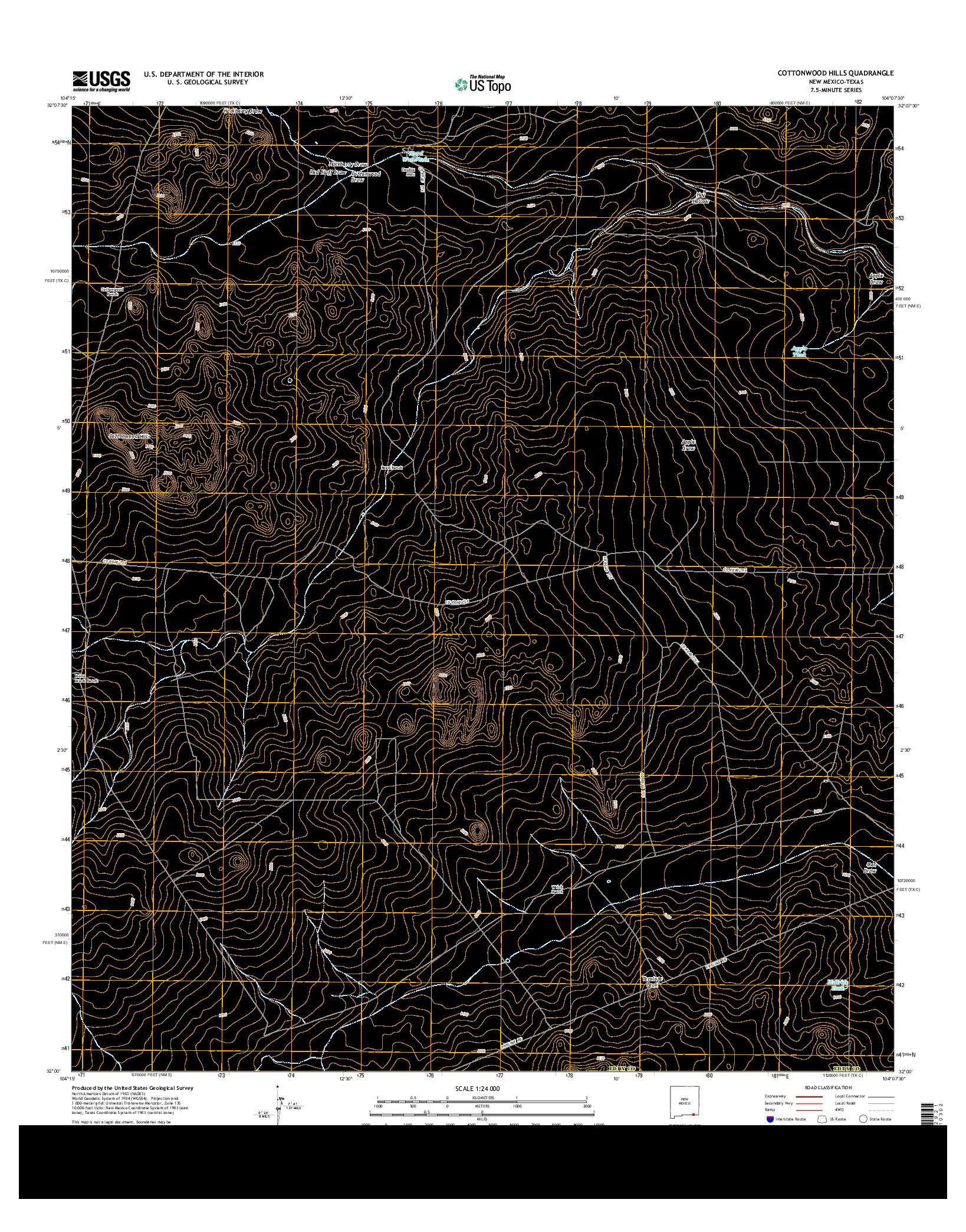 USGS US TOPO 7.5-MINUTE MAP FOR COTTONWOOD HILLS, NM-TX 2013