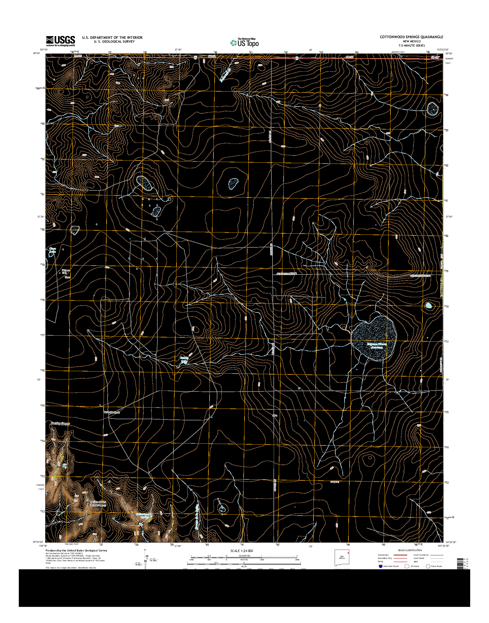 USGS US TOPO 7.5-MINUTE MAP FOR COTTONWOOD SPRINGS, NM 2013