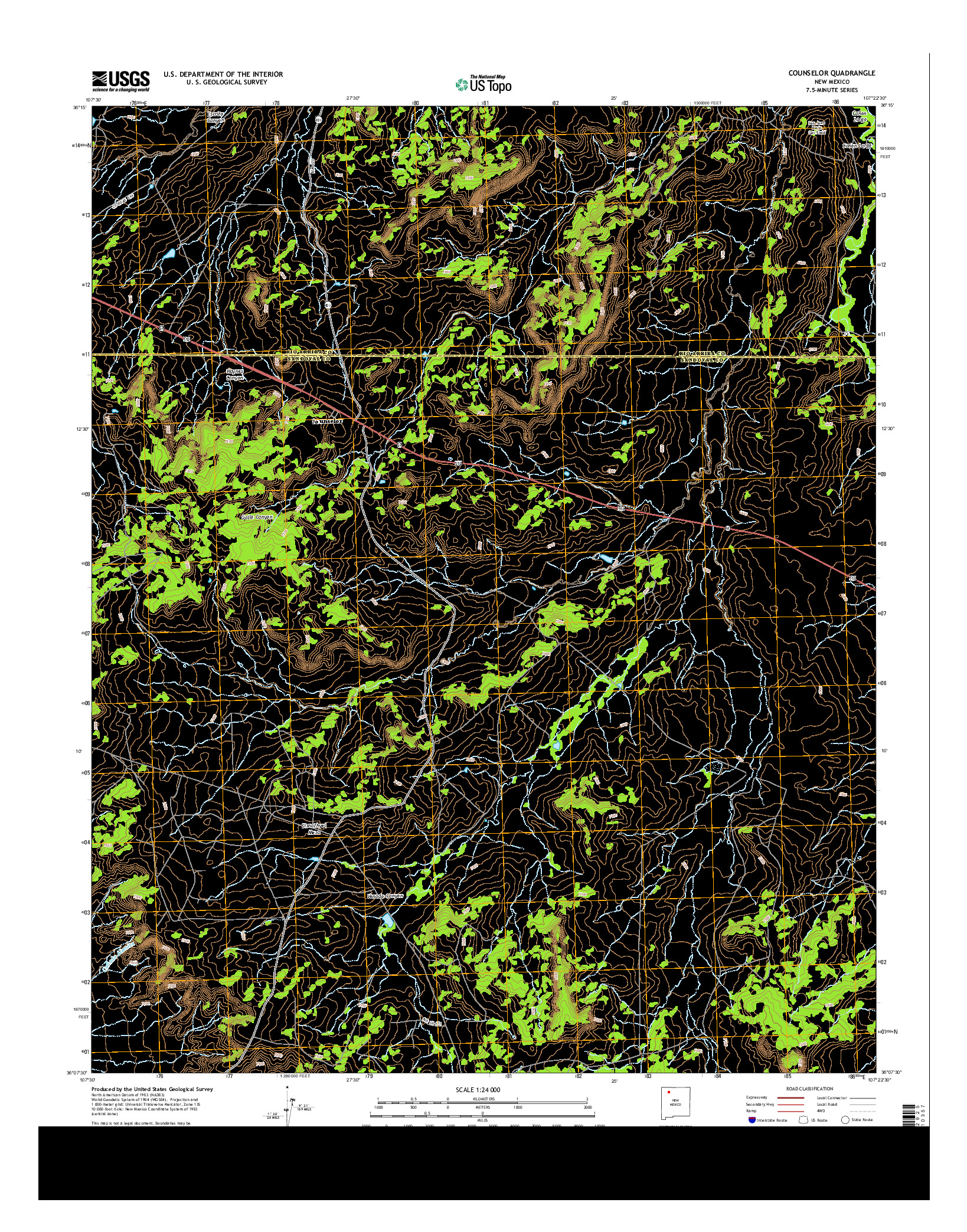 USGS US TOPO 7.5-MINUTE MAP FOR COUNSELOR, NM 2013