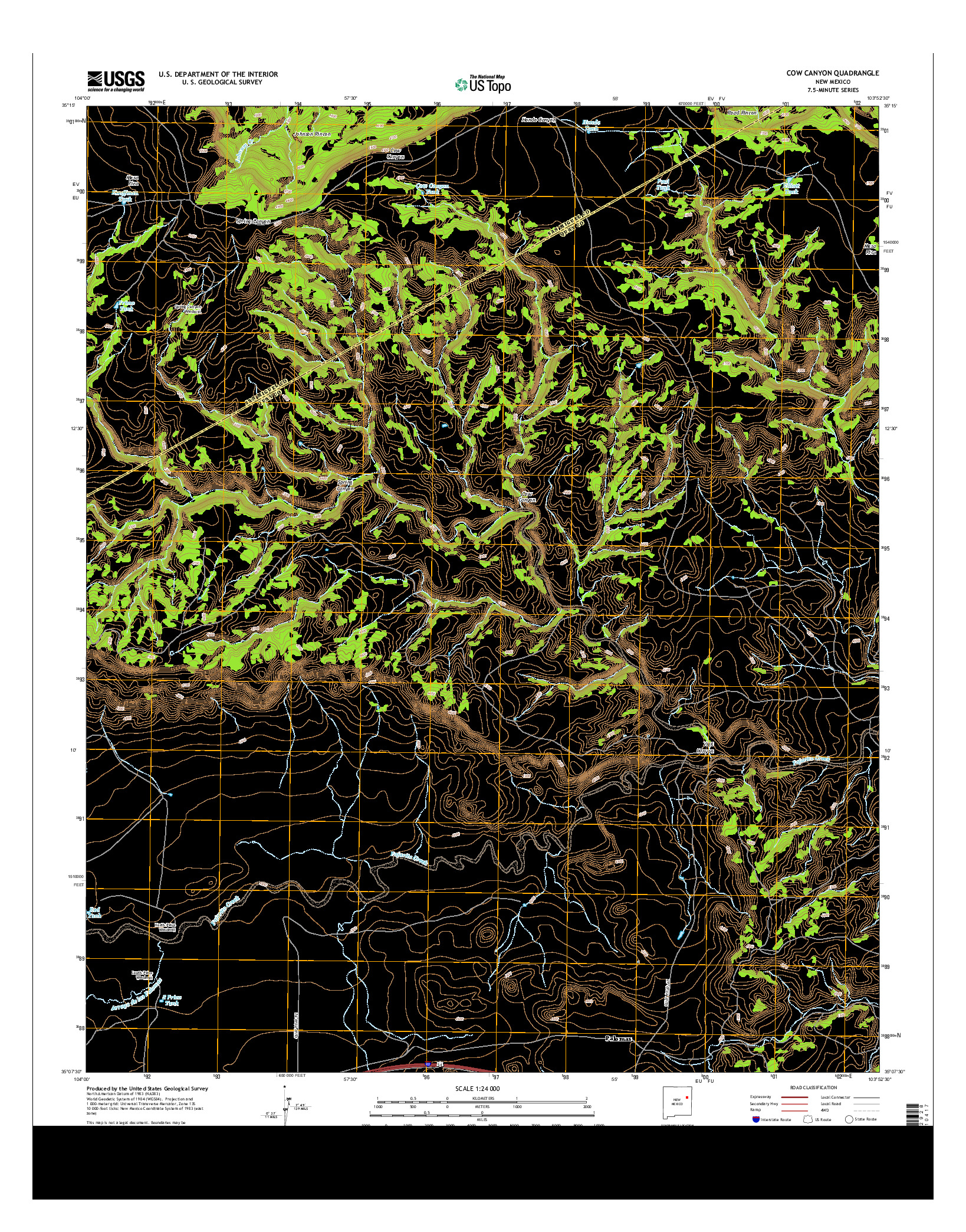 USGS US TOPO 7.5-MINUTE MAP FOR COW CANYON, NM 2013