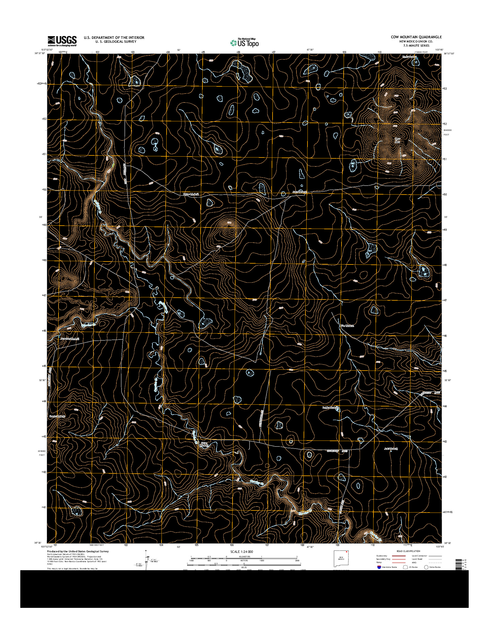 USGS US TOPO 7.5-MINUTE MAP FOR COW MOUNTAIN, NM 2013