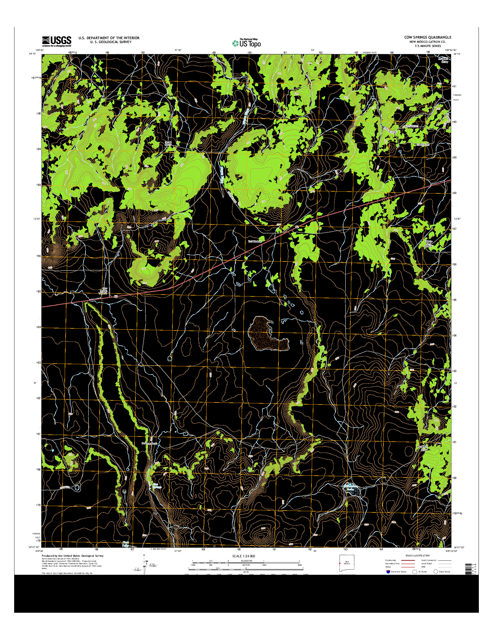 USGS US TOPO 7.5-MINUTE MAP FOR COW SPRINGS, NM 2013