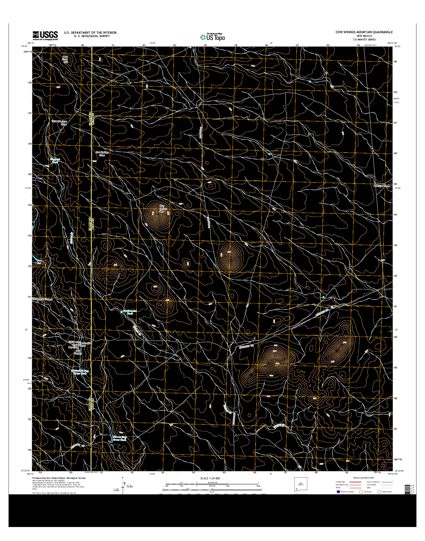 USGS US TOPO 7.5-MINUTE MAP FOR COW SPRINGS MOUNTAIN, NM 2013