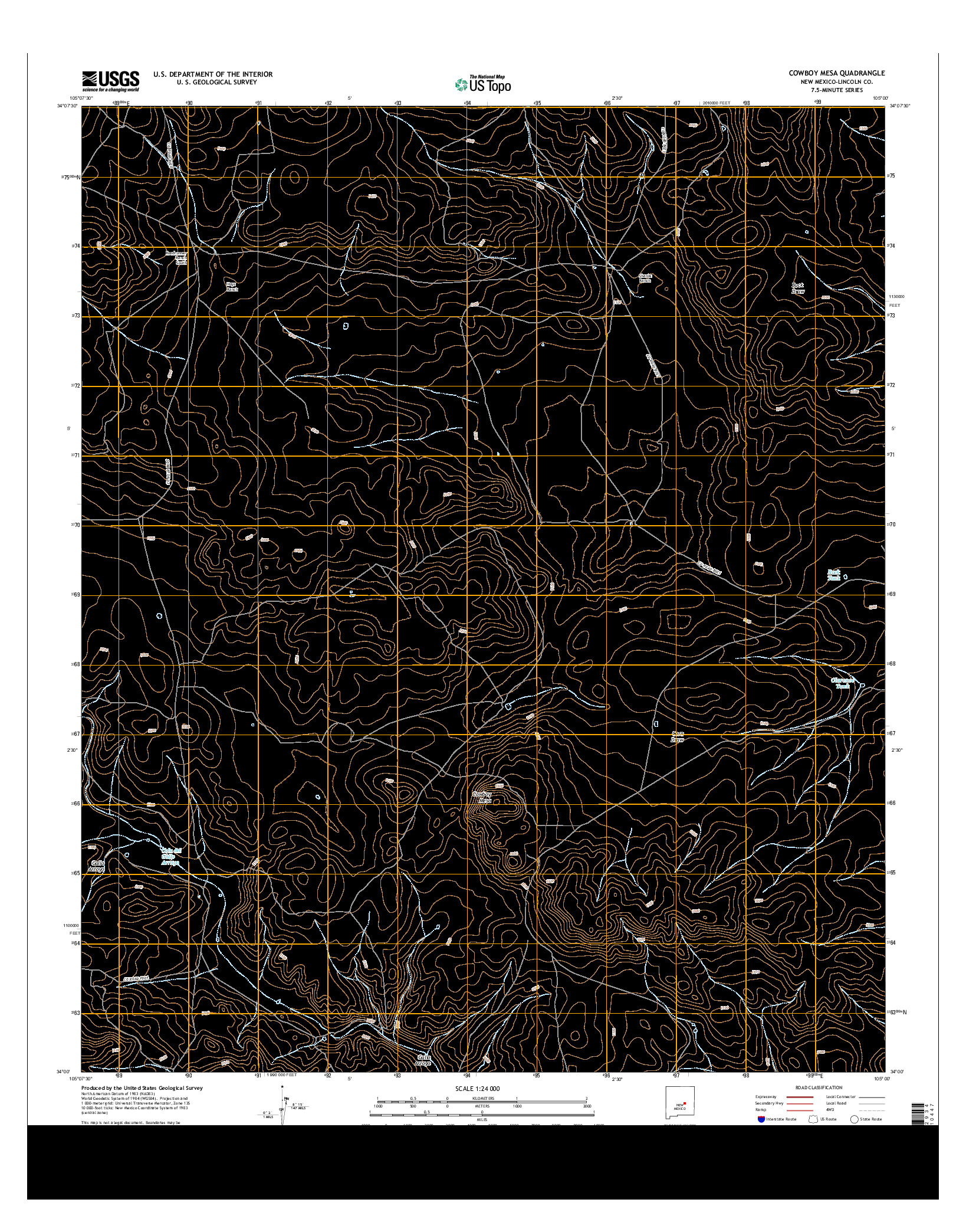 USGS US TOPO 7.5-MINUTE MAP FOR COWBOY MESA, NM 2013