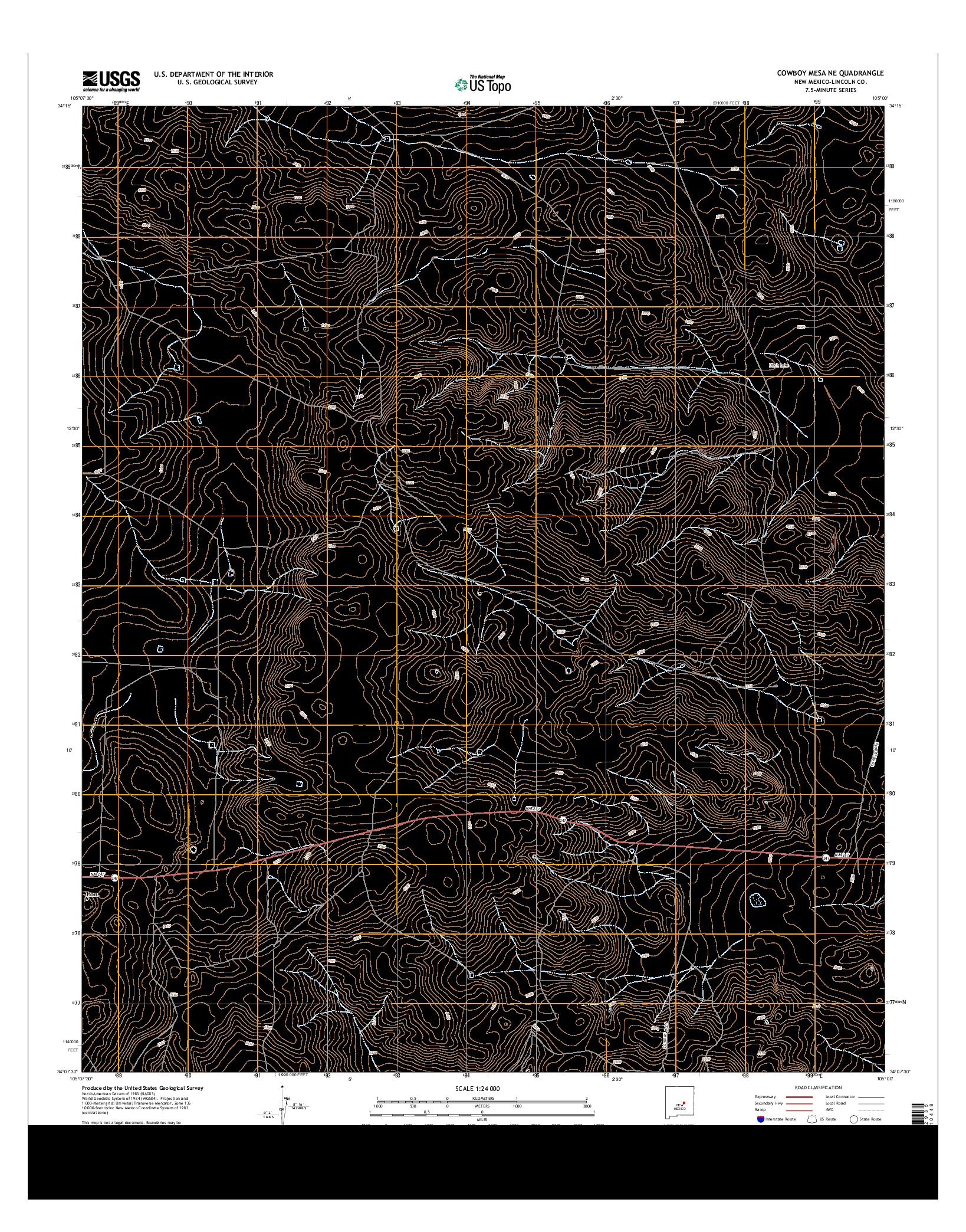 USGS US TOPO 7.5-MINUTE MAP FOR COWBOY MESA NE, NM 2013