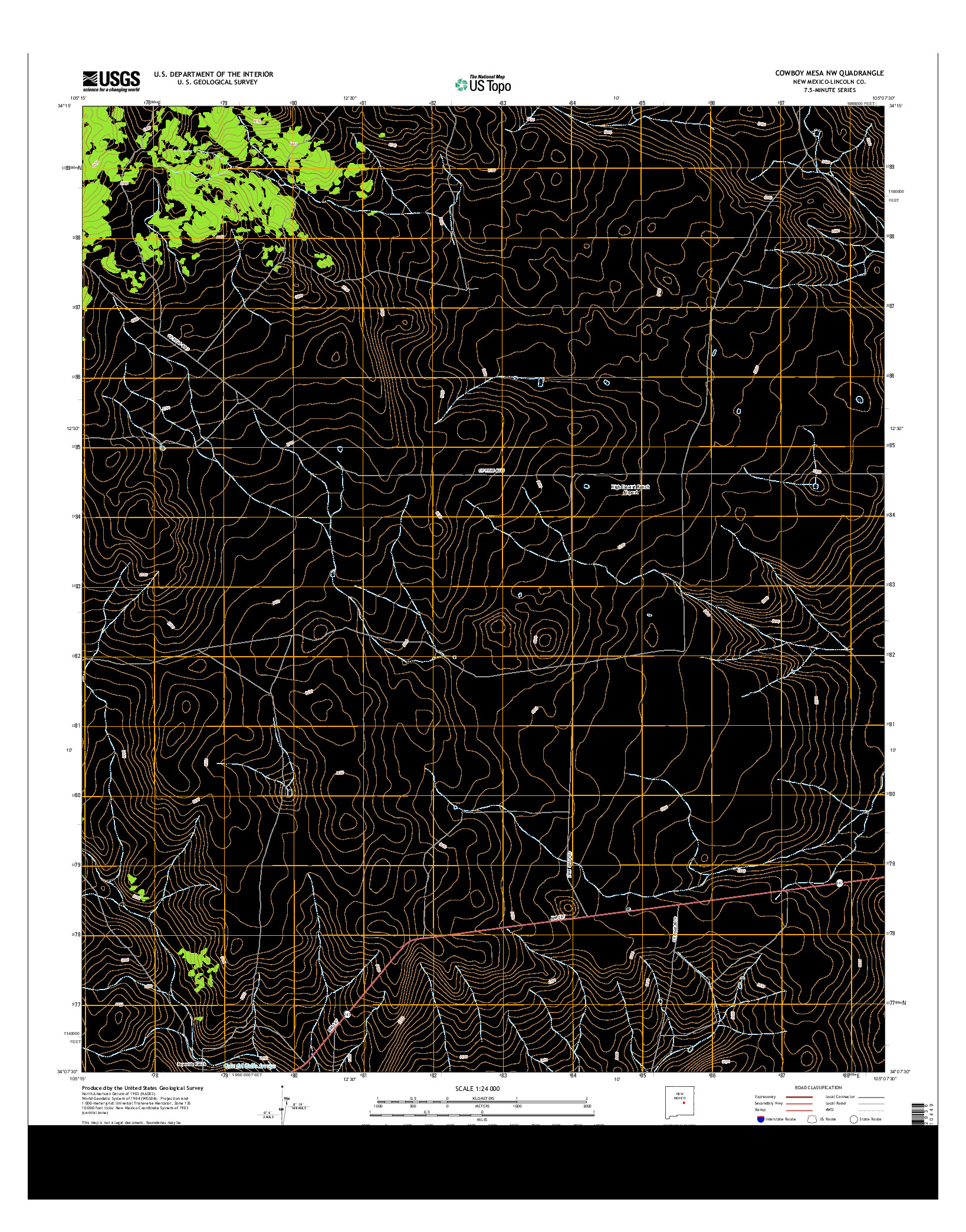 USGS US TOPO 7.5-MINUTE MAP FOR COWBOY MESA NW, NM 2013