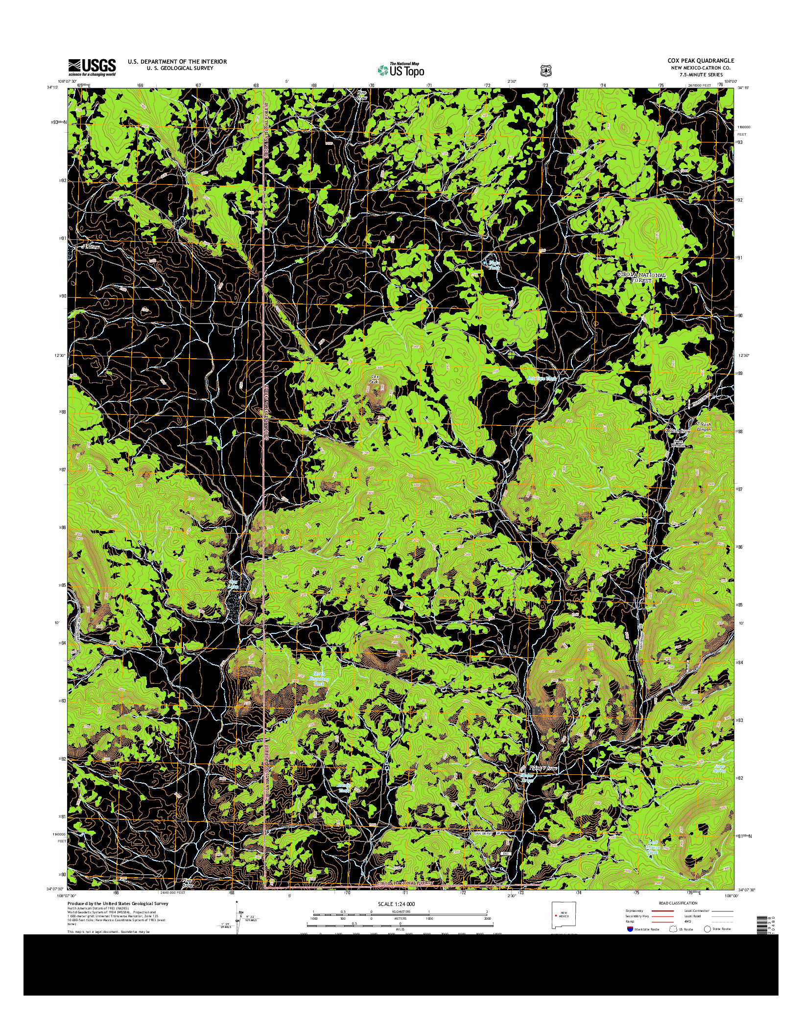 USGS US TOPO 7.5-MINUTE MAP FOR COX PEAK, NM 2013