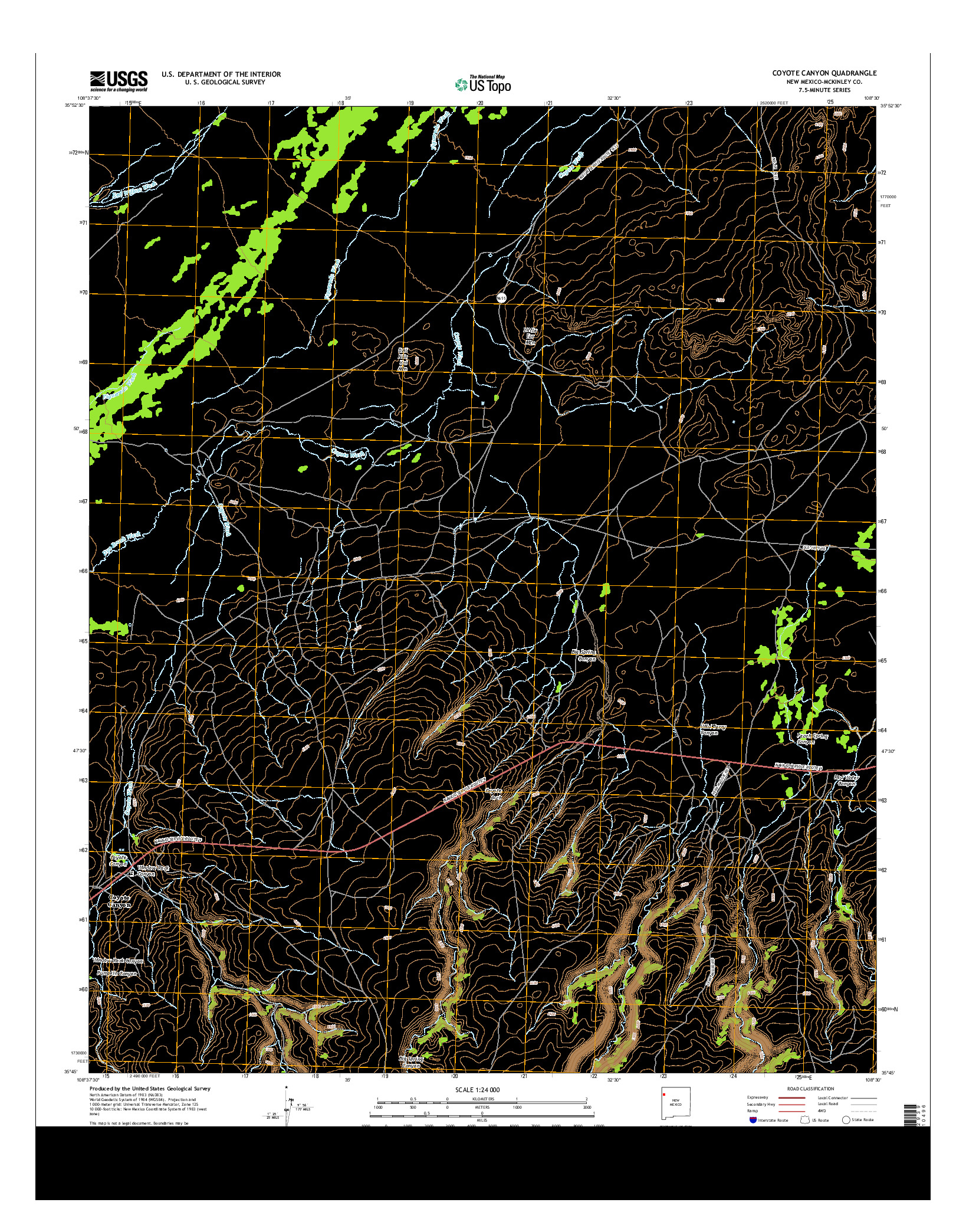 USGS US TOPO 7.5-MINUTE MAP FOR COYOTE CANYON, NM 2013