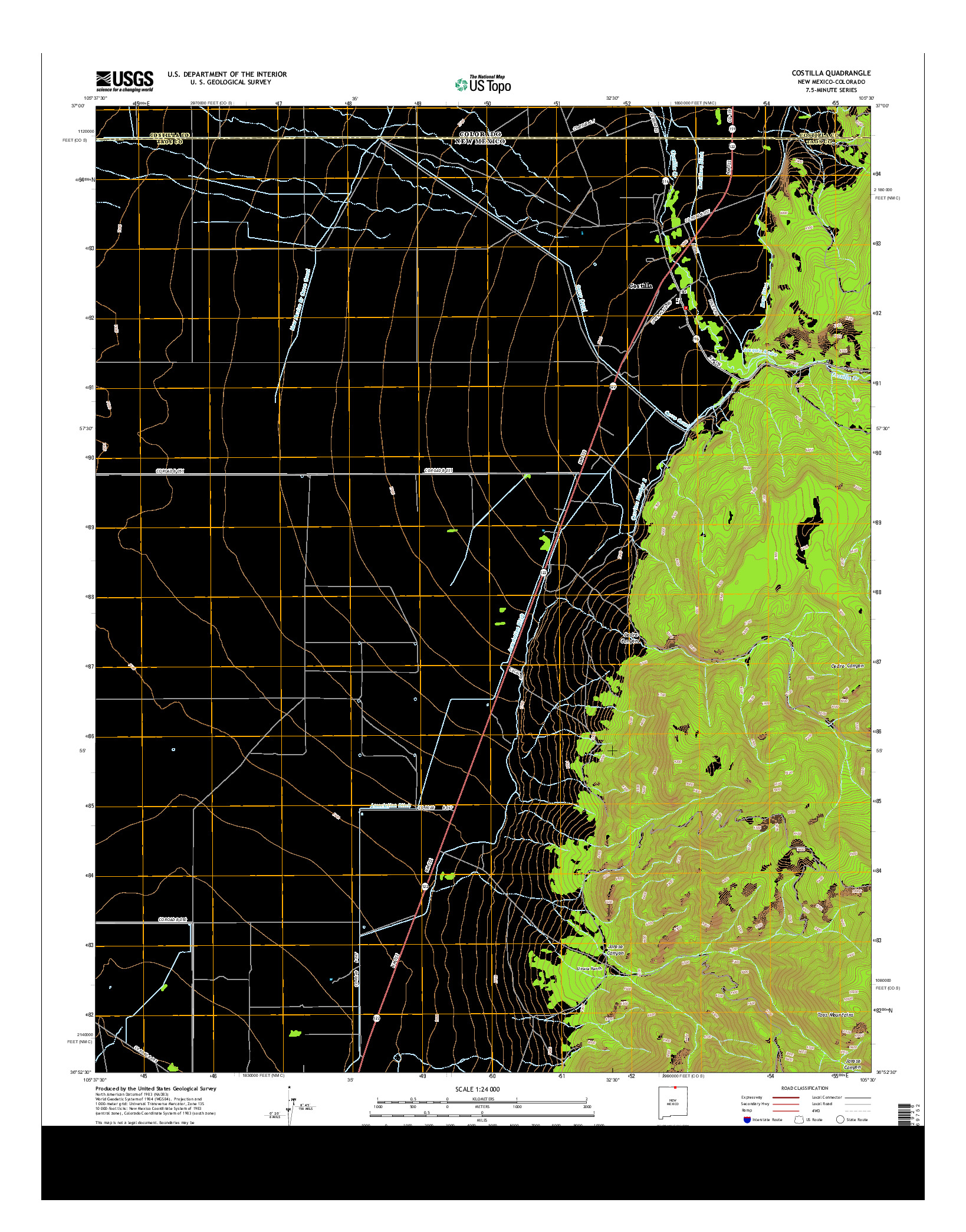 USGS US TOPO 7.5-MINUTE MAP FOR COSTILLA, NM-CO 2013