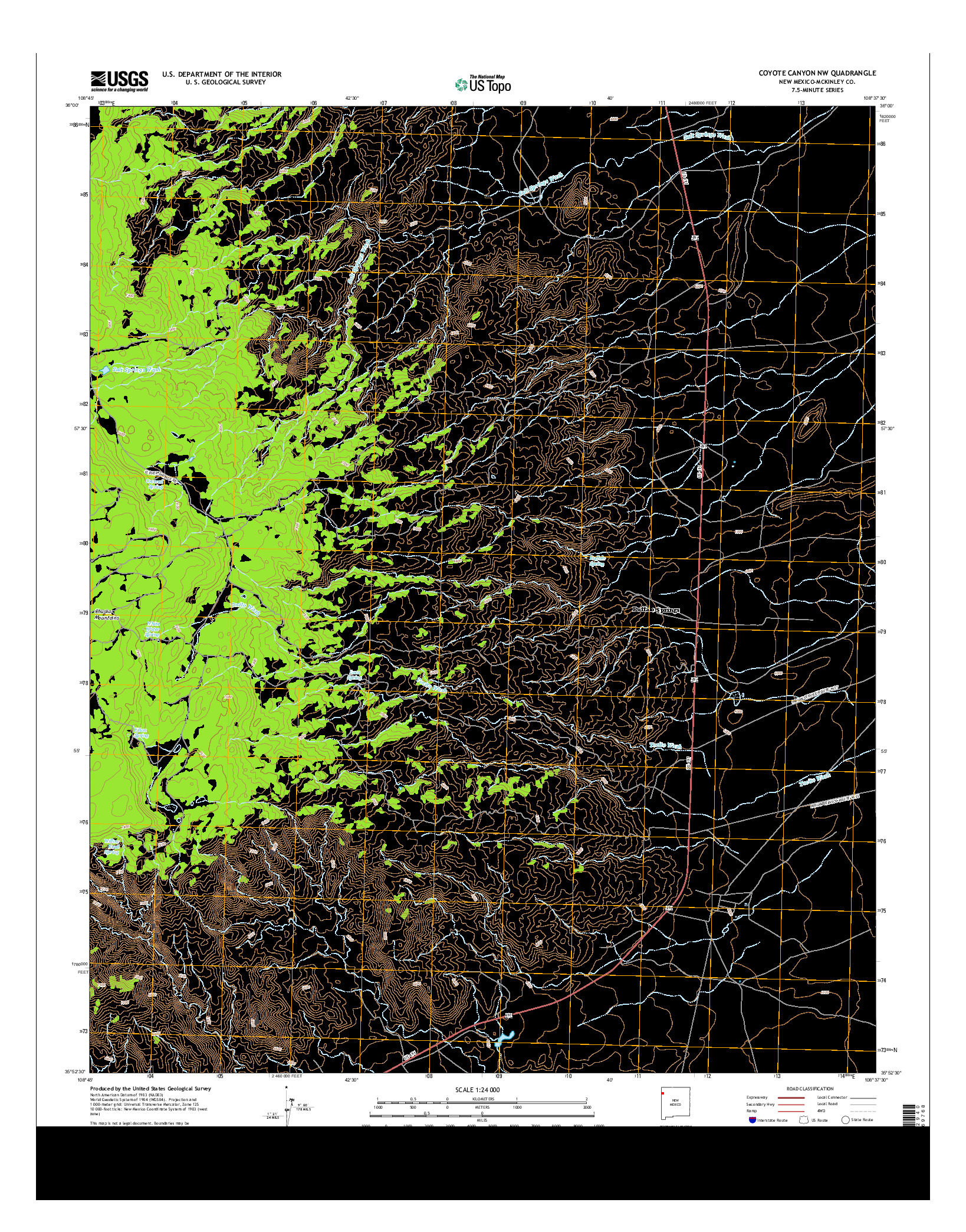 USGS US TOPO 7.5-MINUTE MAP FOR COYOTE CANYON NW, NM 2013