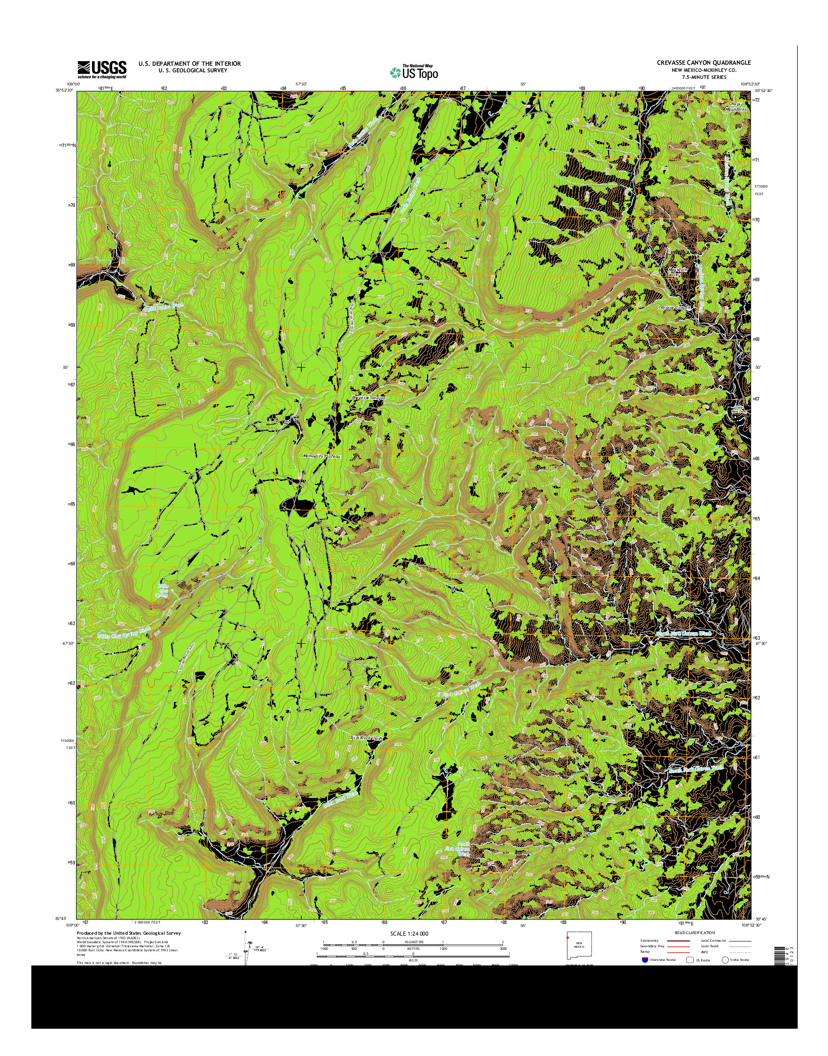 USGS US TOPO 7.5-MINUTE MAP FOR CREVASSE CANYON, NM 2013