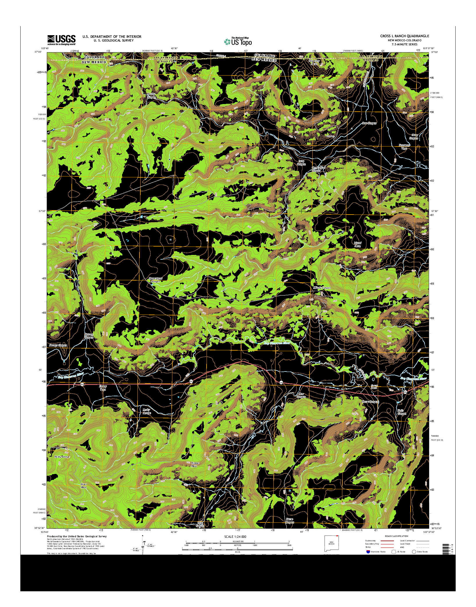 USGS US TOPO 7.5-MINUTE MAP FOR CROSS L RANCH, NM-CO 2013