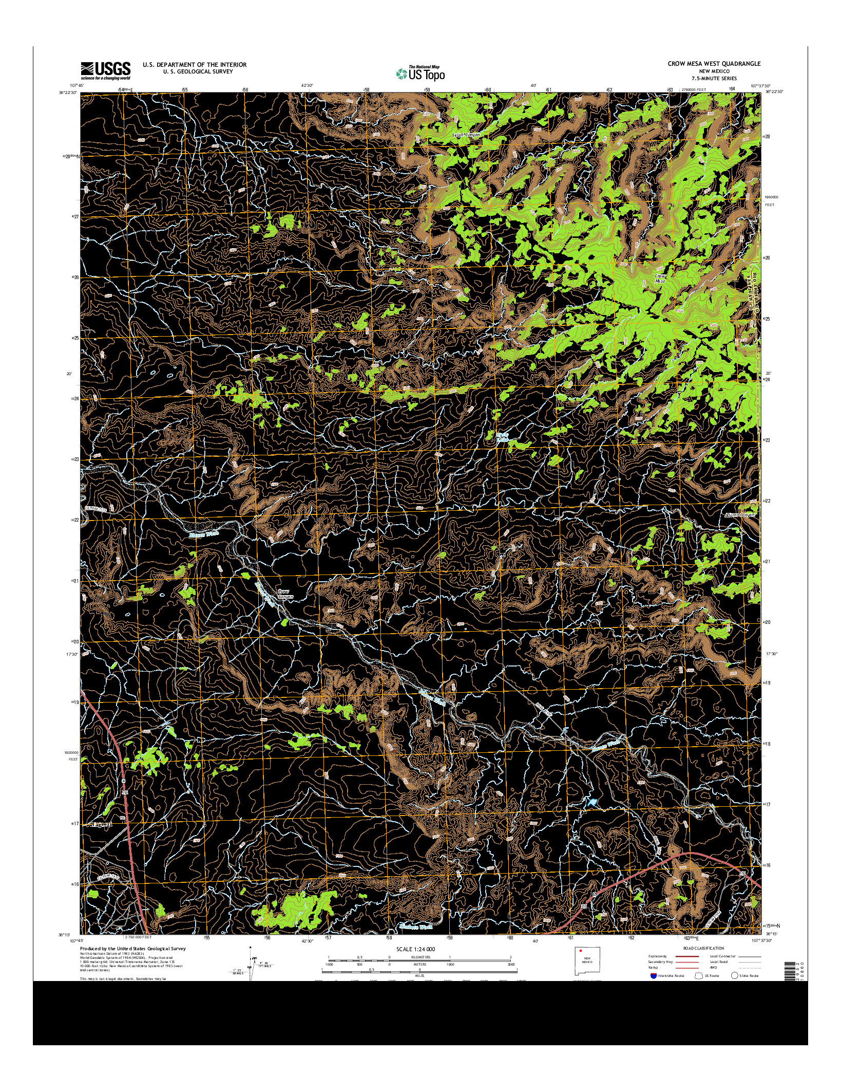 USGS US TOPO 7.5-MINUTE MAP FOR CROW MESA WEST, NM 2013