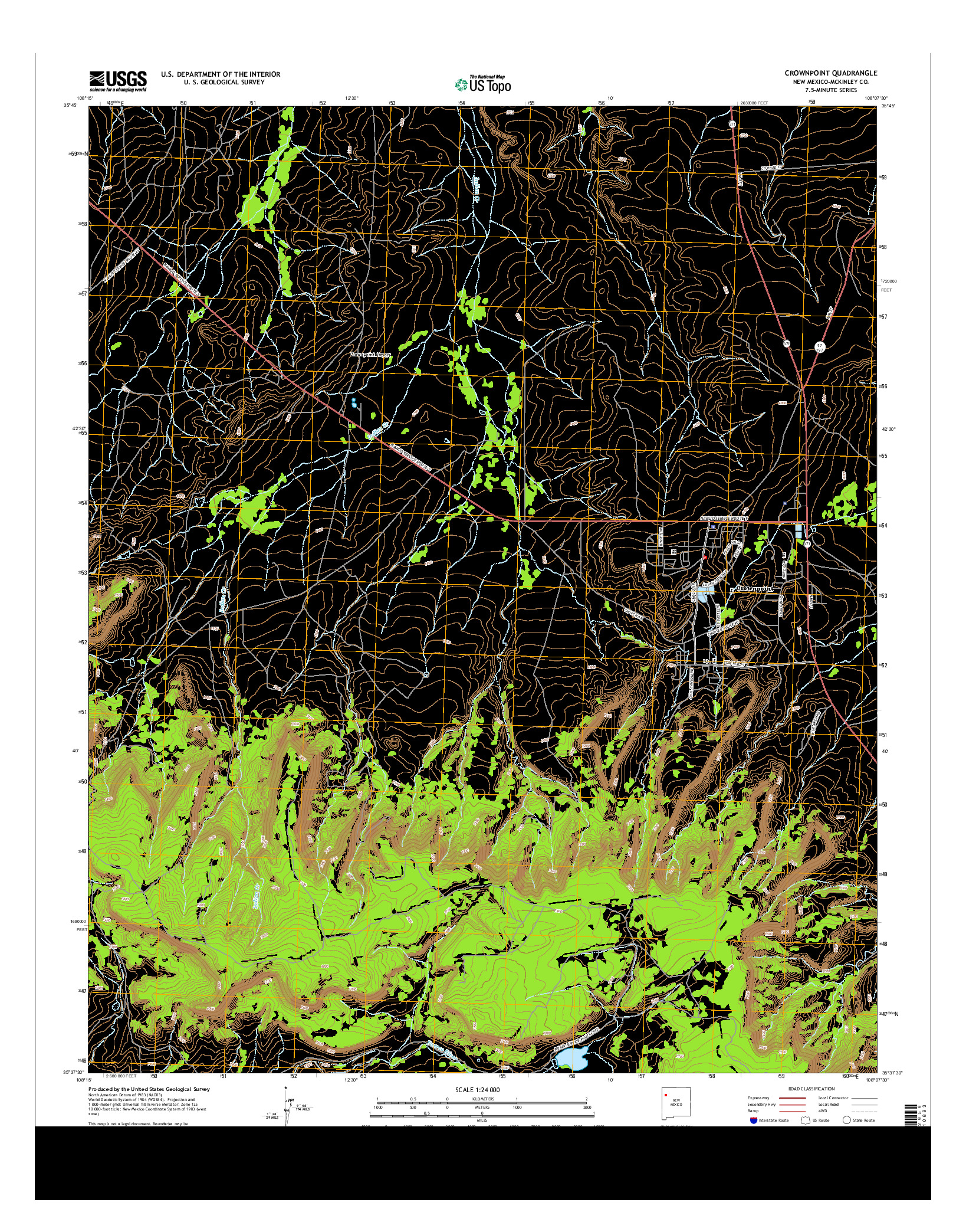 USGS US TOPO 7.5-MINUTE MAP FOR CROWNPOINT, NM 2013