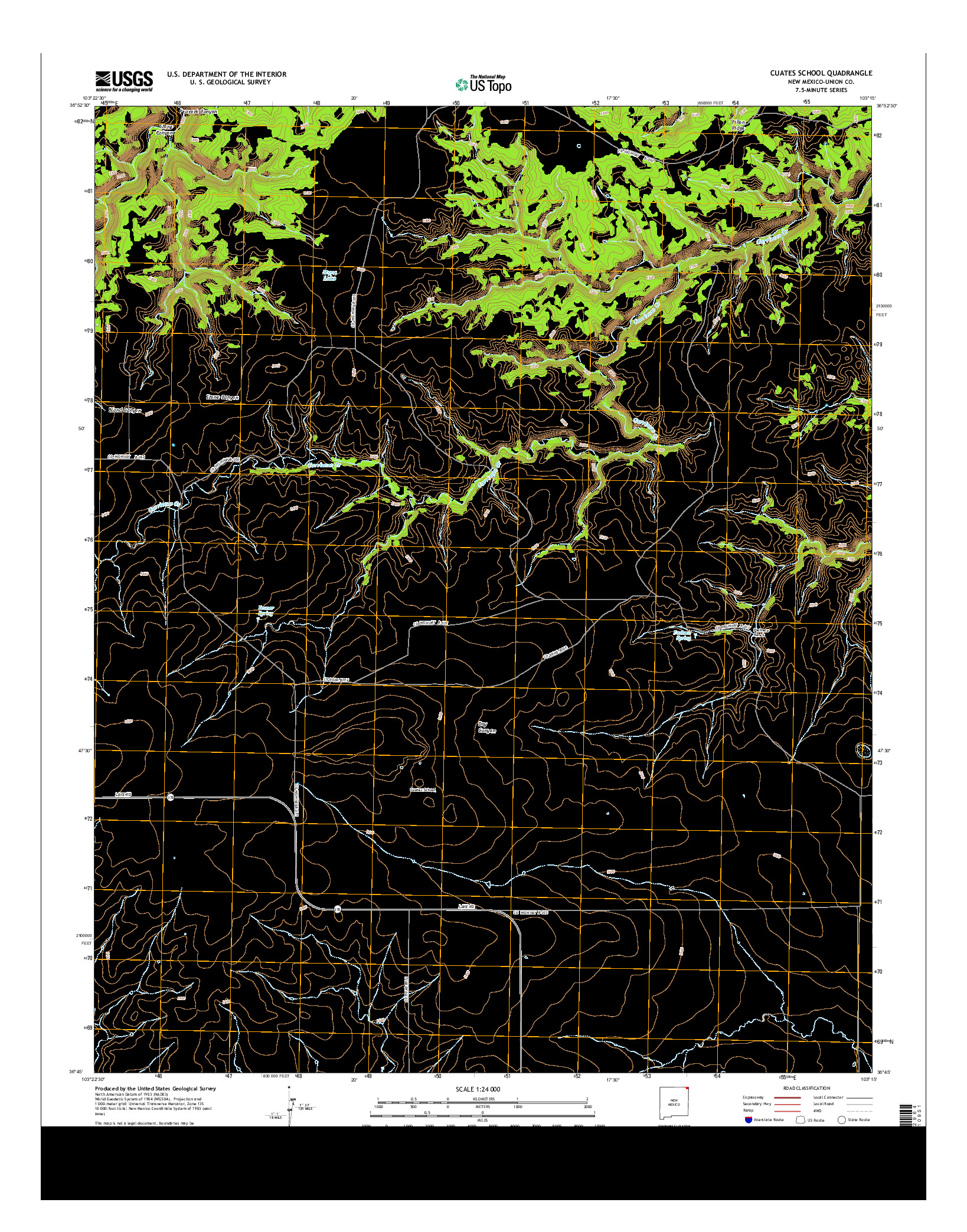 USGS US TOPO 7.5-MINUTE MAP FOR CUATES SCHOOL, NM 2013