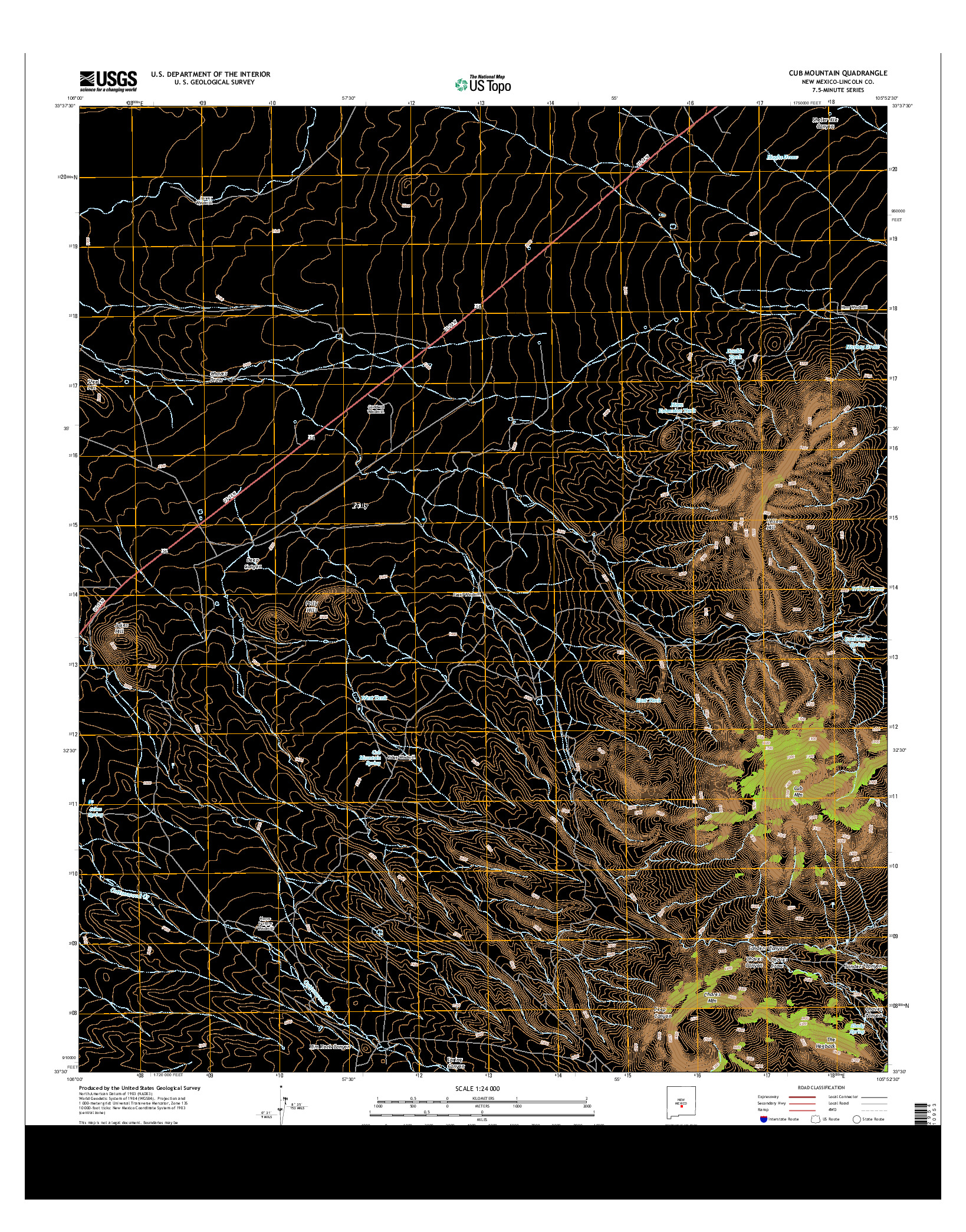 USGS US TOPO 7.5-MINUTE MAP FOR CUB MOUNTAIN, NM 2013