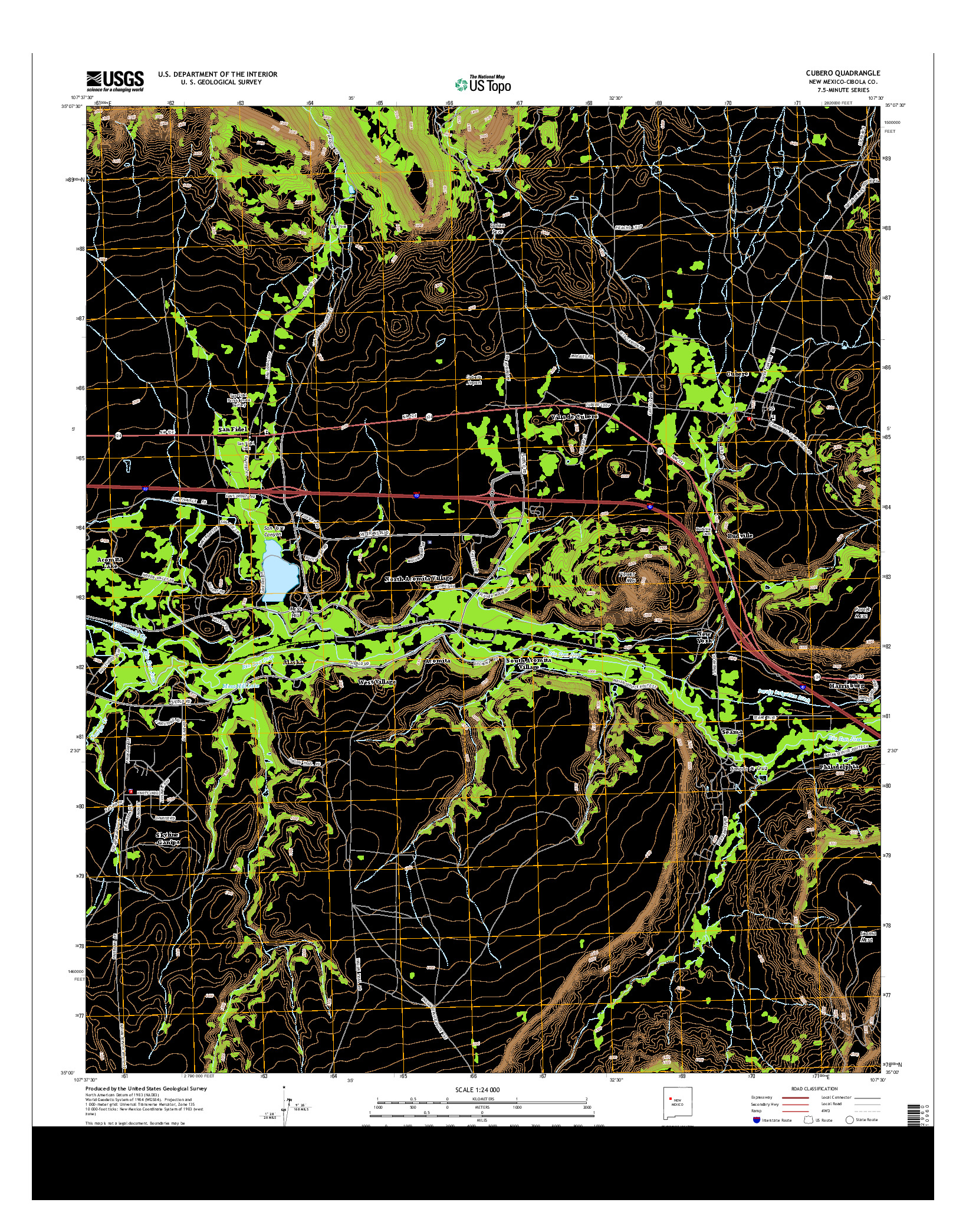 USGS US TOPO 7.5-MINUTE MAP FOR CUBERO, NM 2013