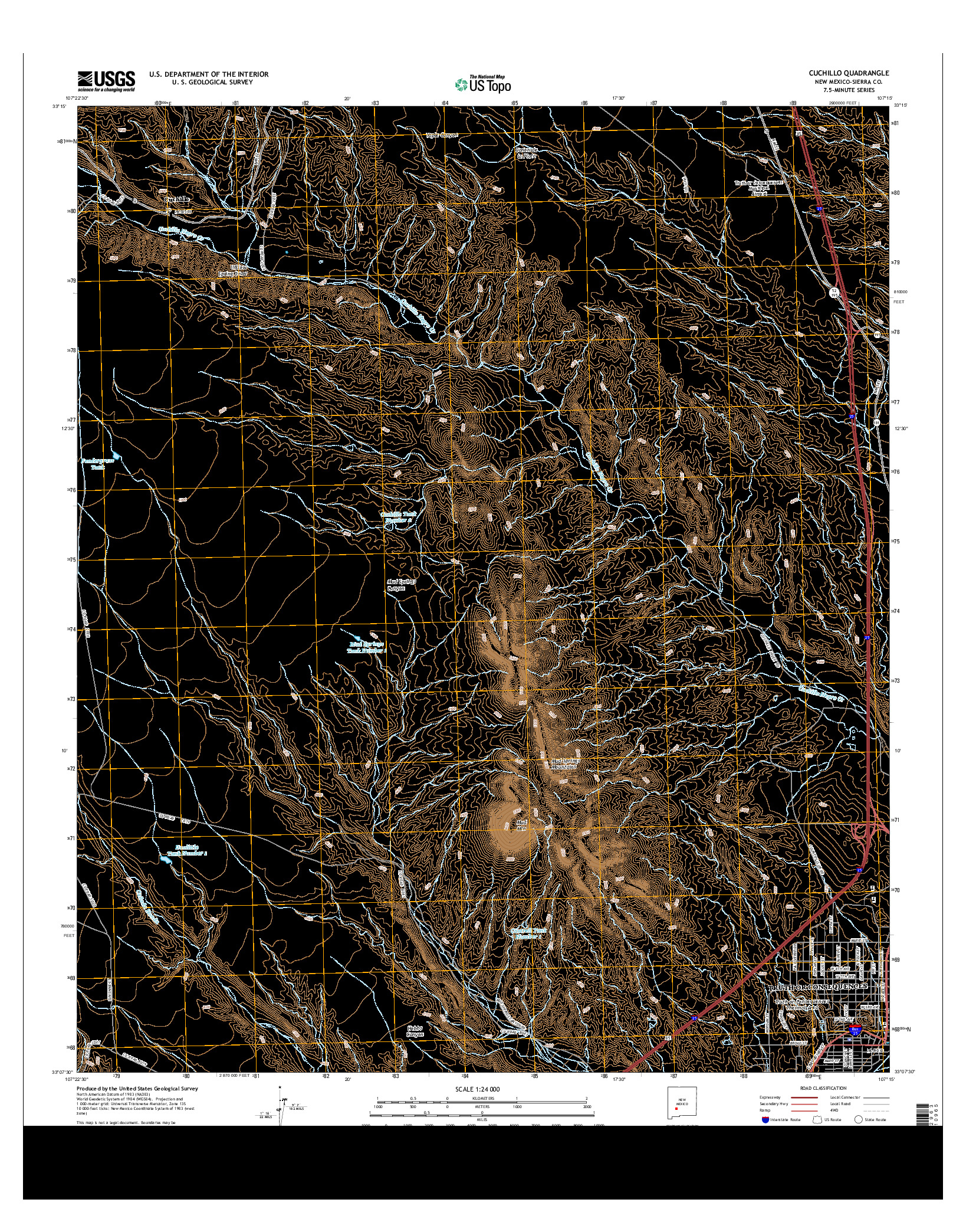 USGS US TOPO 7.5-MINUTE MAP FOR CUCHILLO, NM 2013
