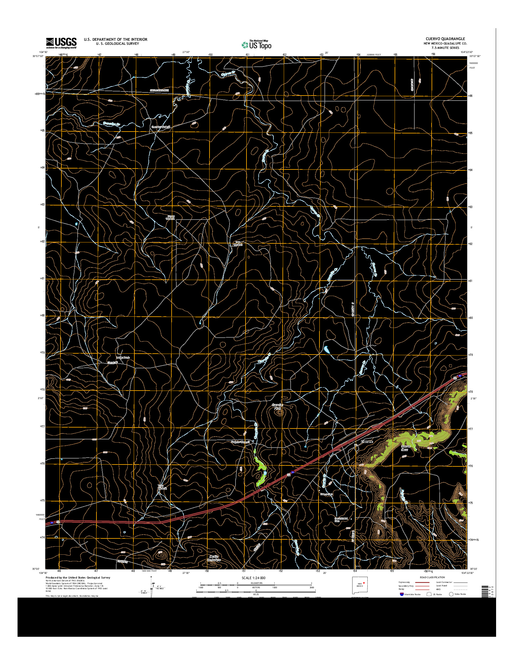 USGS US TOPO 7.5-MINUTE MAP FOR CUERVO, NM 2013