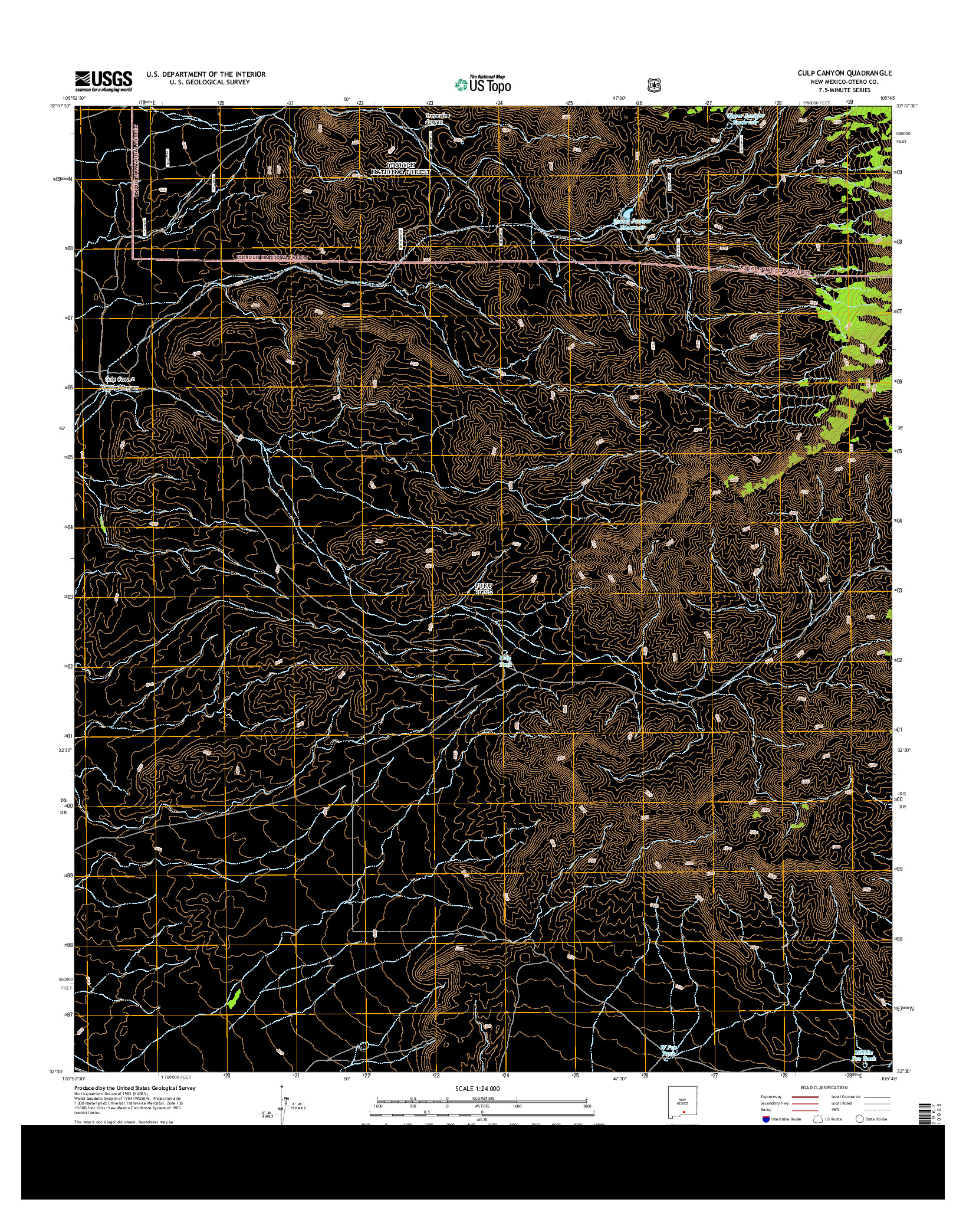 USGS US TOPO 7.5-MINUTE MAP FOR CULP CANYON, NM 2013