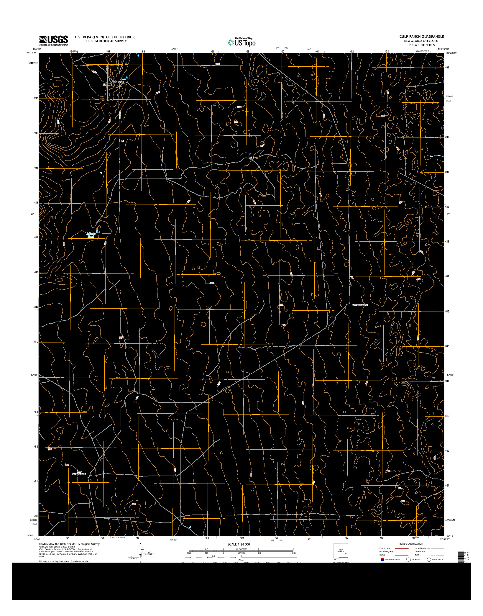 USGS US TOPO 7.5-MINUTE MAP FOR CULP RANCH, NM 2013