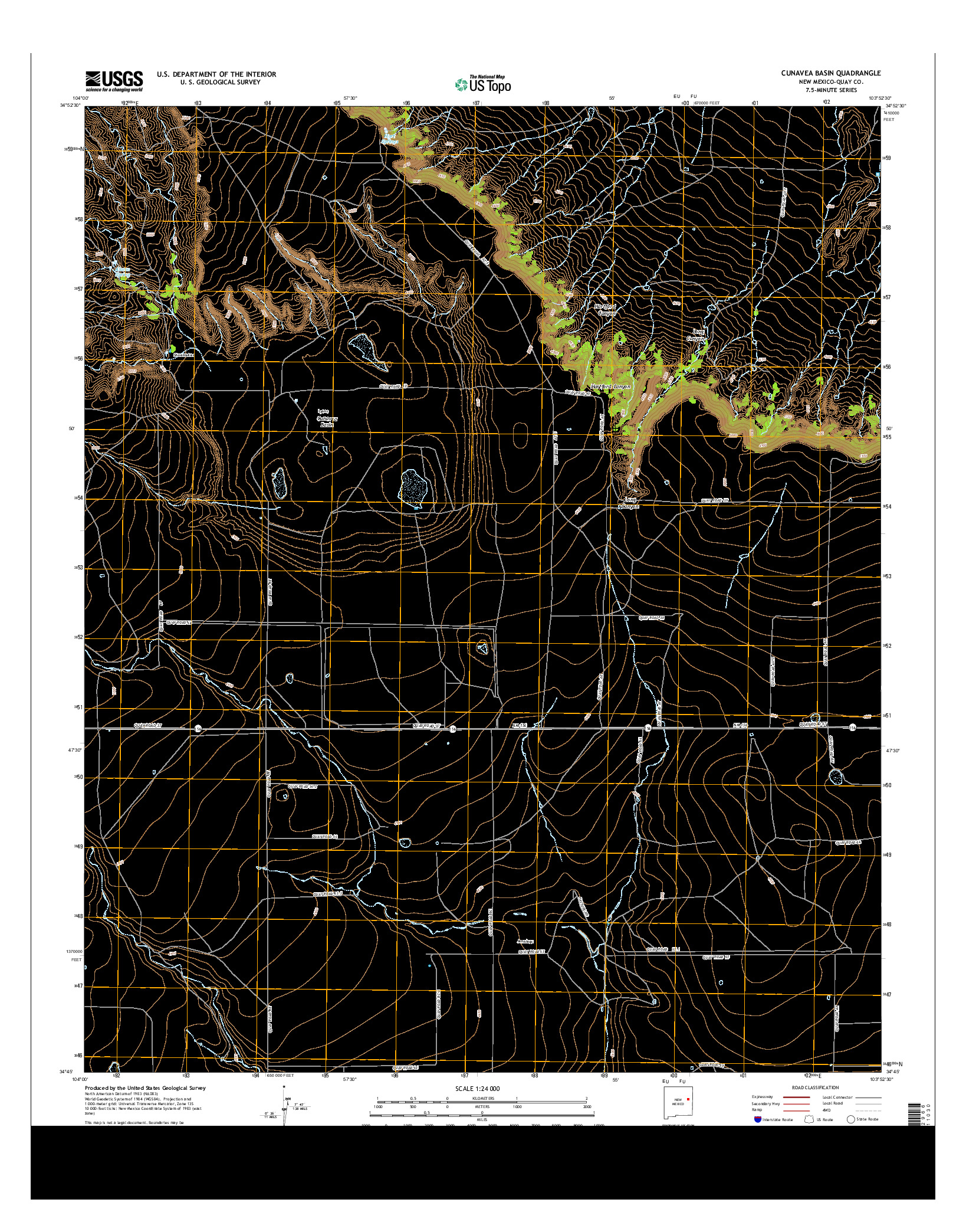 USGS US TOPO 7.5-MINUTE MAP FOR CUNAVEA BASIN, NM 2013