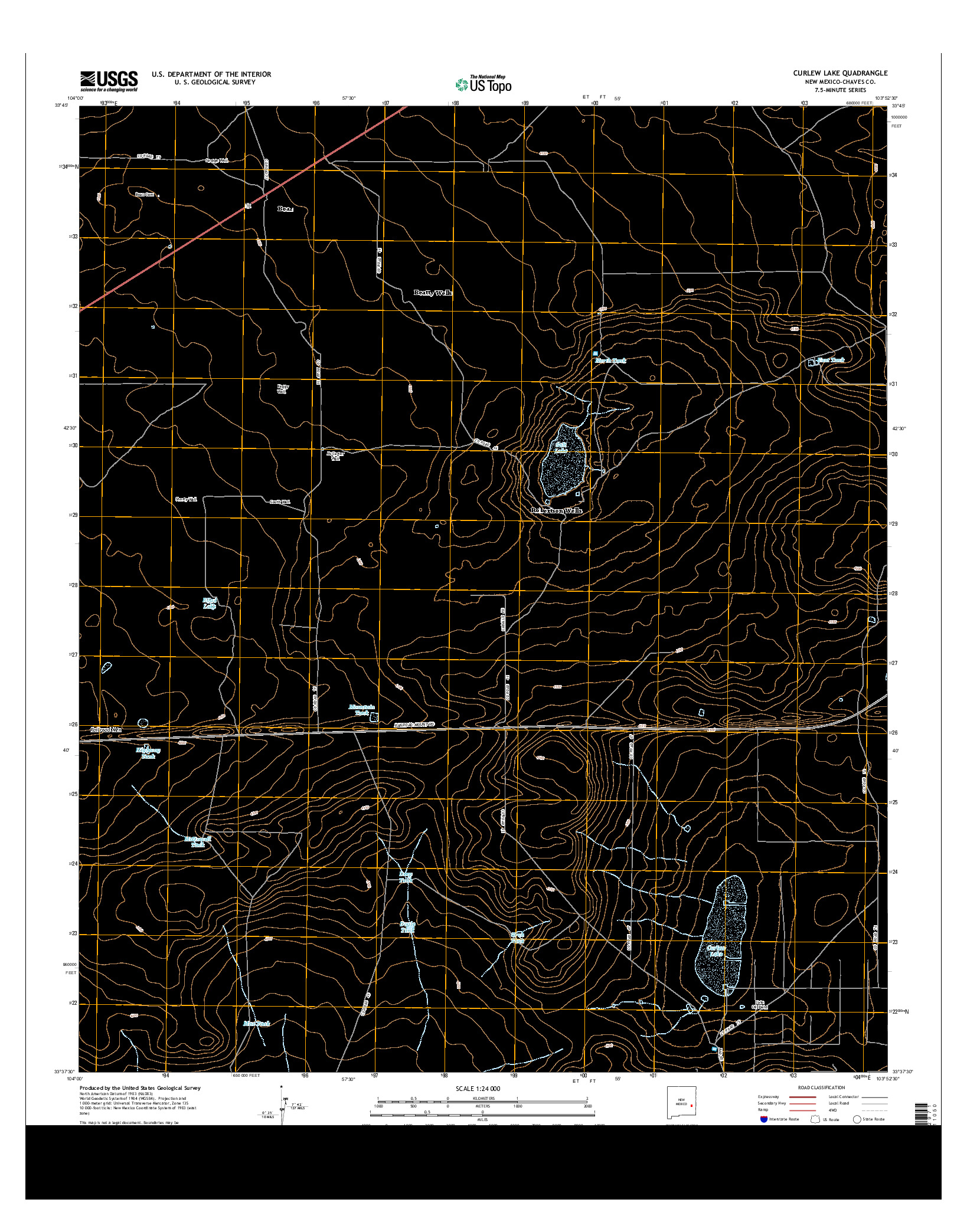 USGS US TOPO 7.5-MINUTE MAP FOR CURLEW LAKE, NM 2013