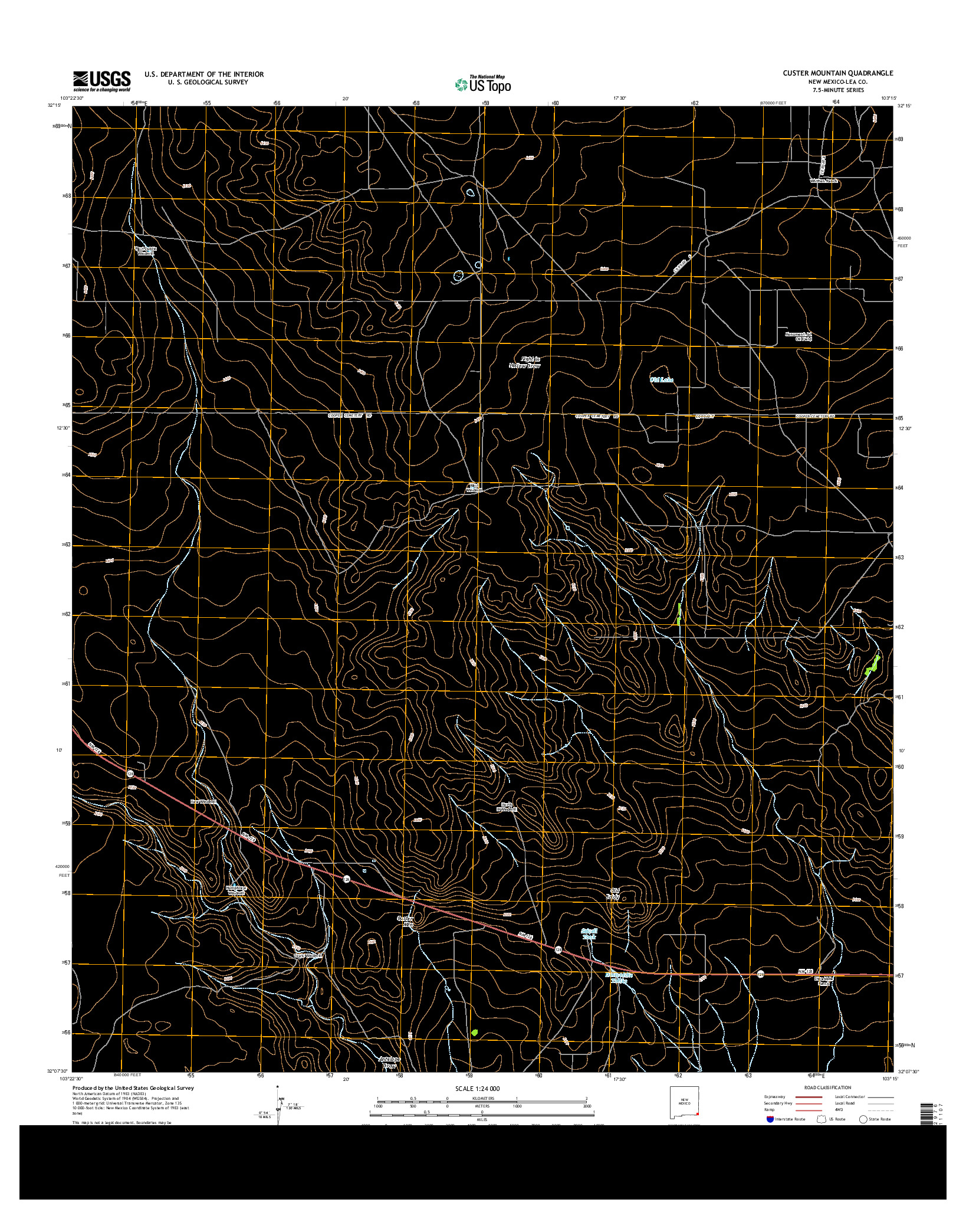 USGS US TOPO 7.5-MINUTE MAP FOR CUSTER MOUNTAIN, NM 2013