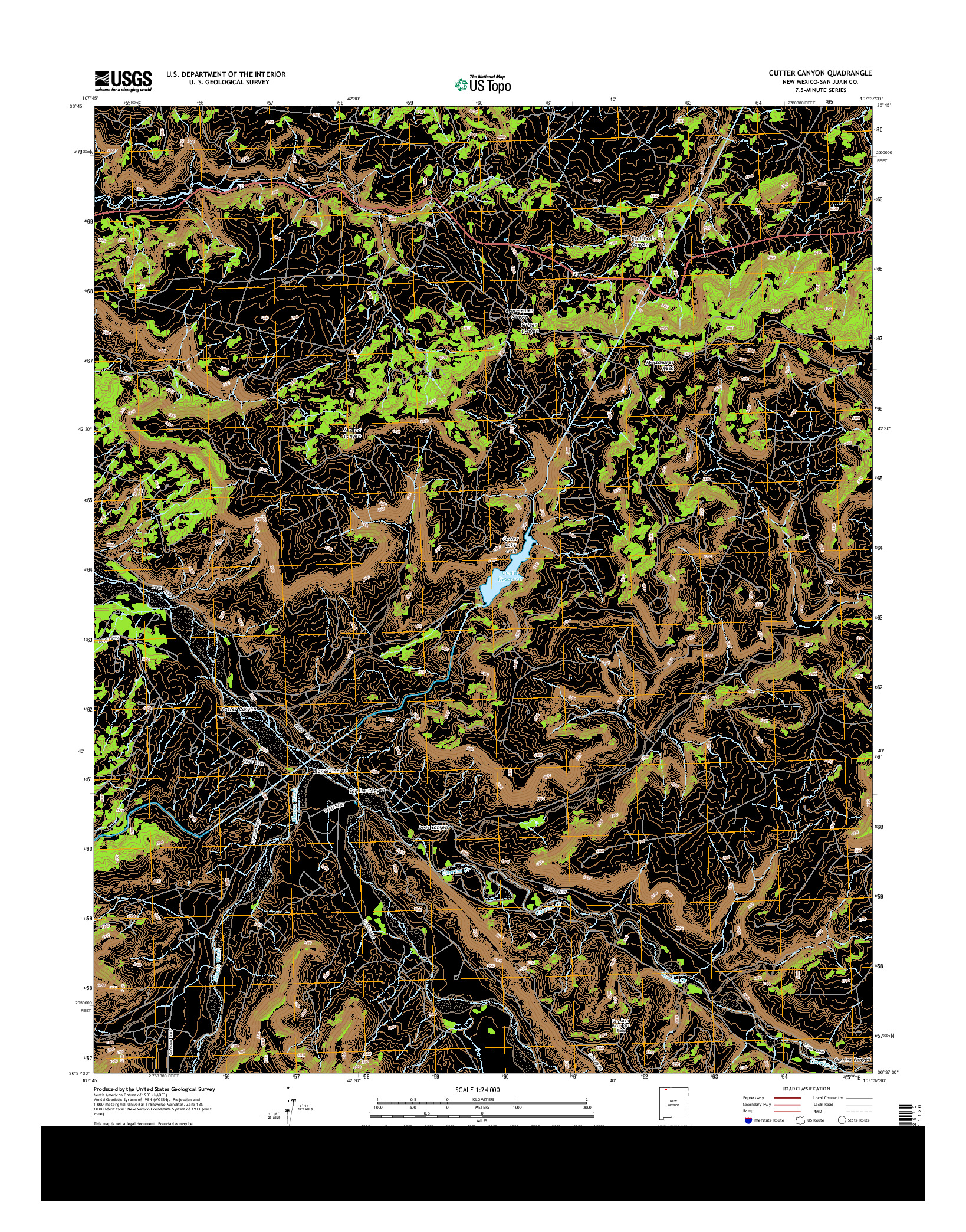 USGS US TOPO 7.5-MINUTE MAP FOR CUTTER CANYON, NM 2013