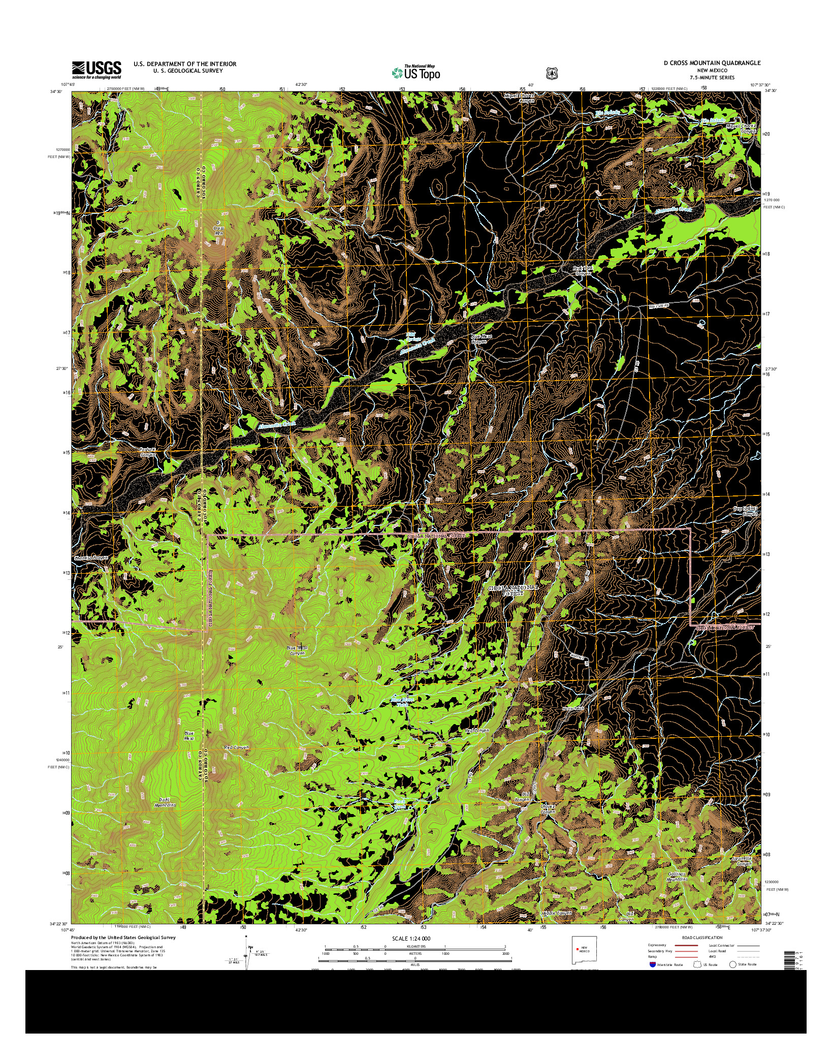 USGS US TOPO 7.5-MINUTE MAP FOR D CROSS MOUNTAIN, NM 2013