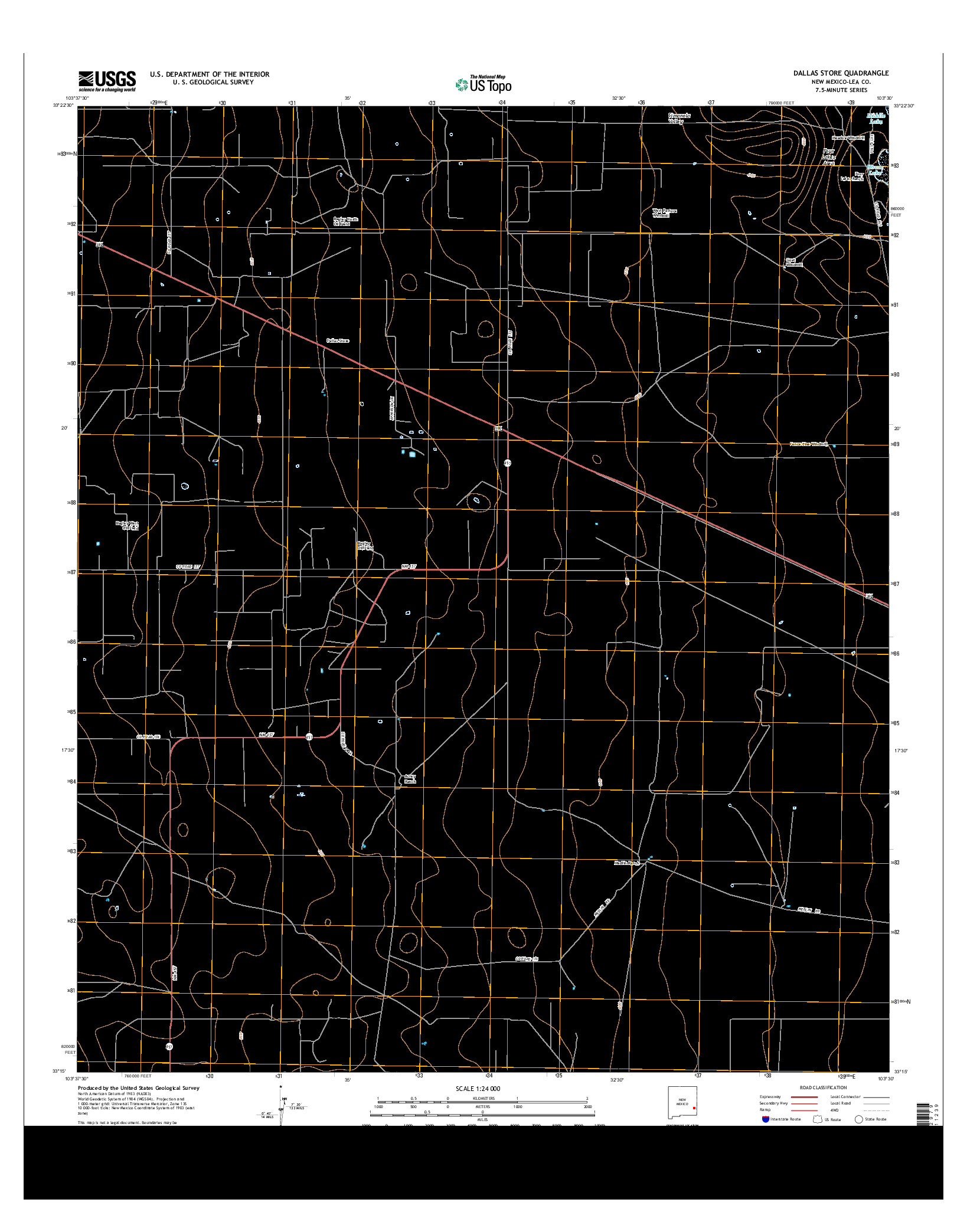 USGS US TOPO 7.5-MINUTE MAP FOR DALLAS STORE, NM 2013
