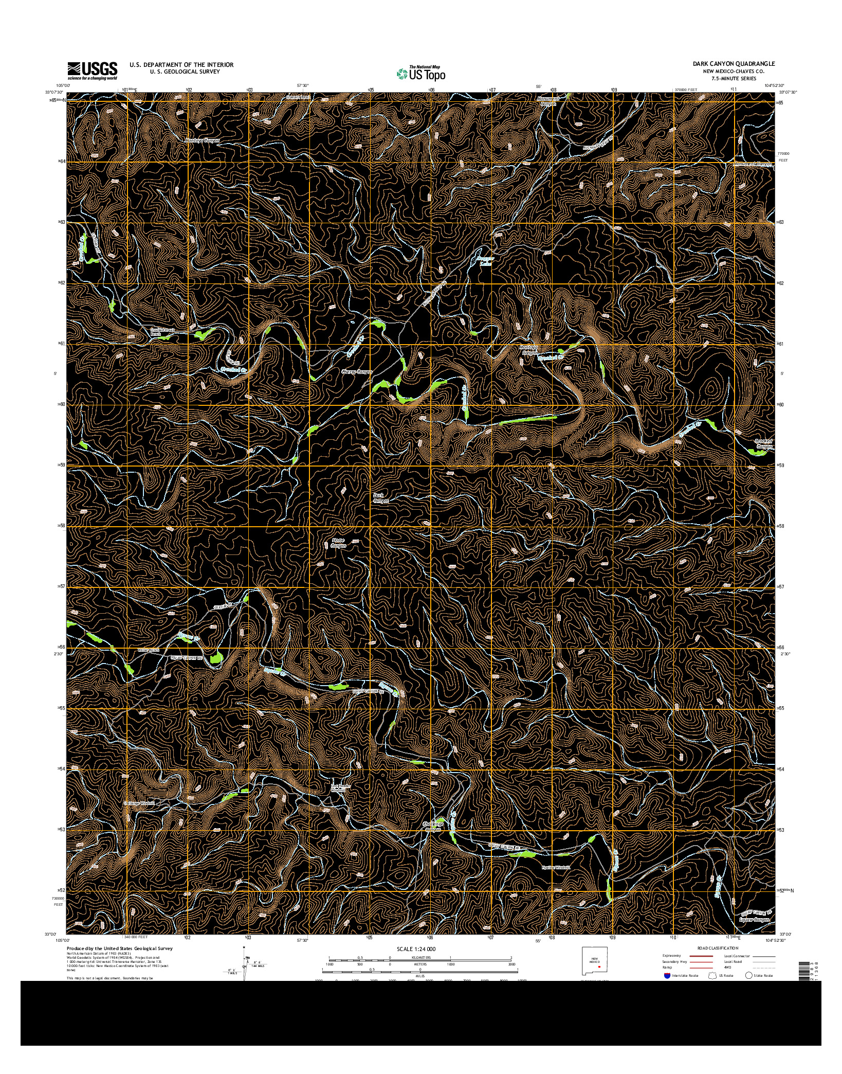 USGS US TOPO 7.5-MINUTE MAP FOR DARK CANYON, NM 2013