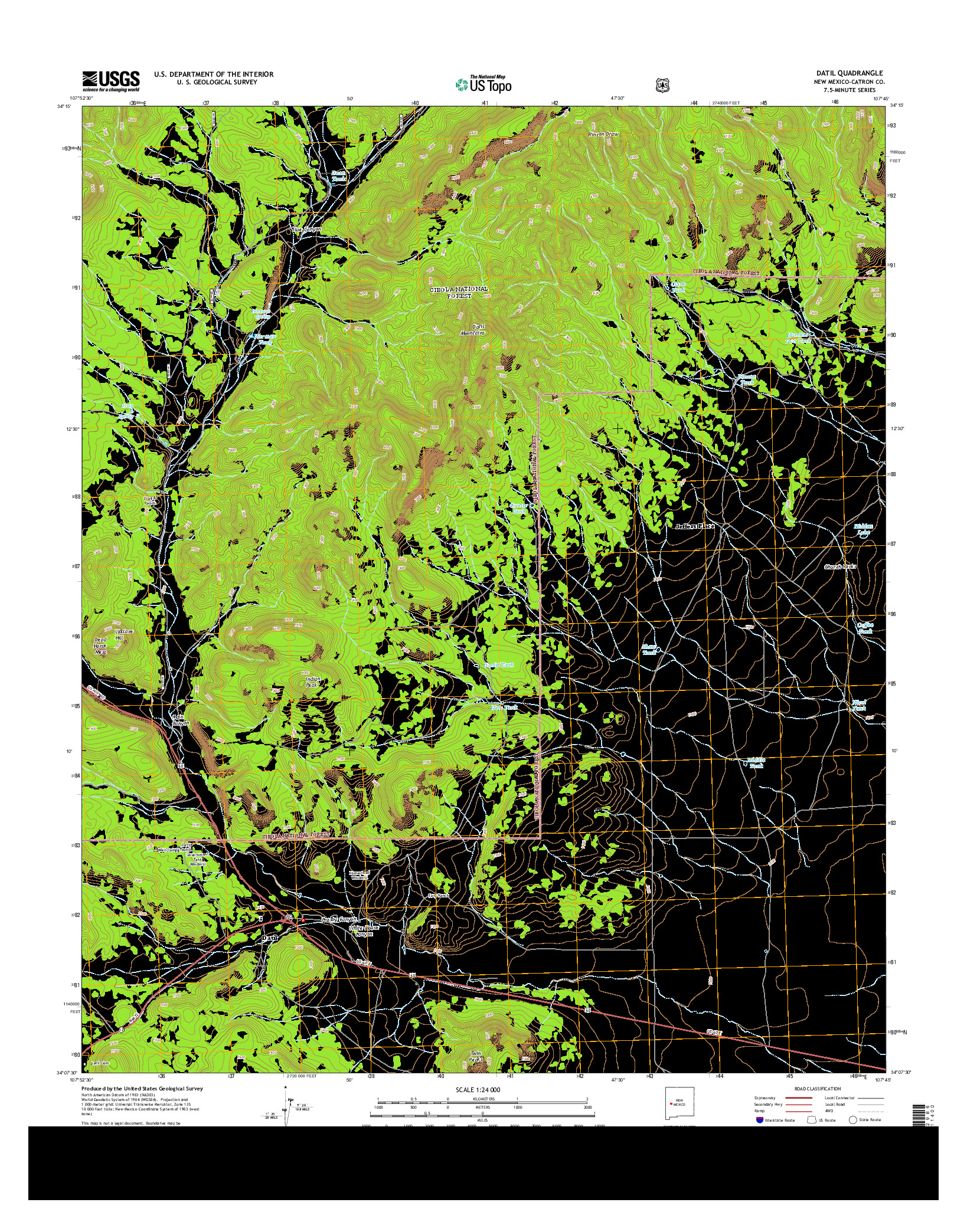 USGS US TOPO 7.5-MINUTE MAP FOR DATIL, NM 2013