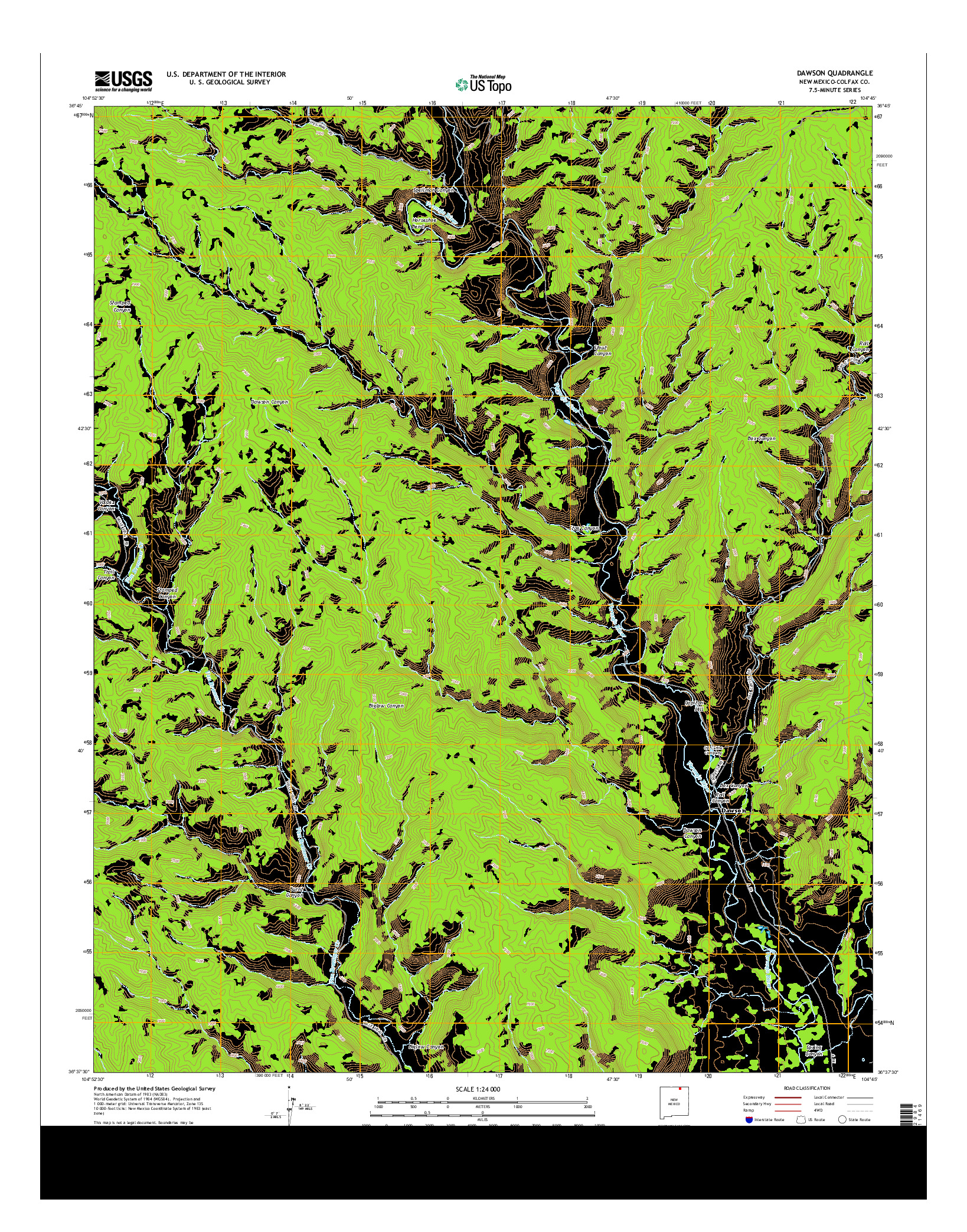 USGS US TOPO 7.5-MINUTE MAP FOR DAWSON, NM 2013