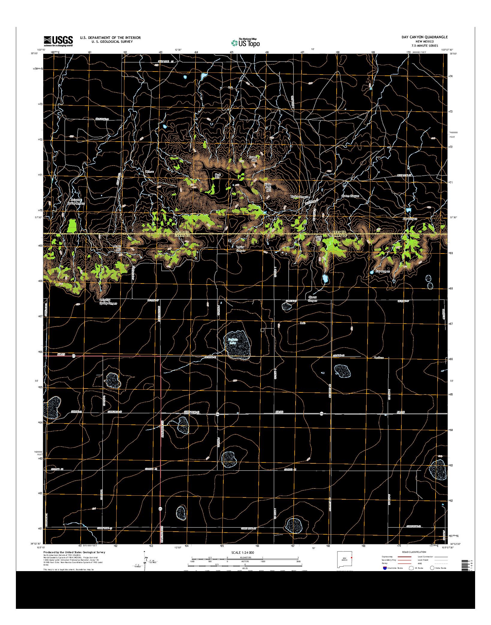 USGS US TOPO 7.5-MINUTE MAP FOR DAY CANYON, NM 2013