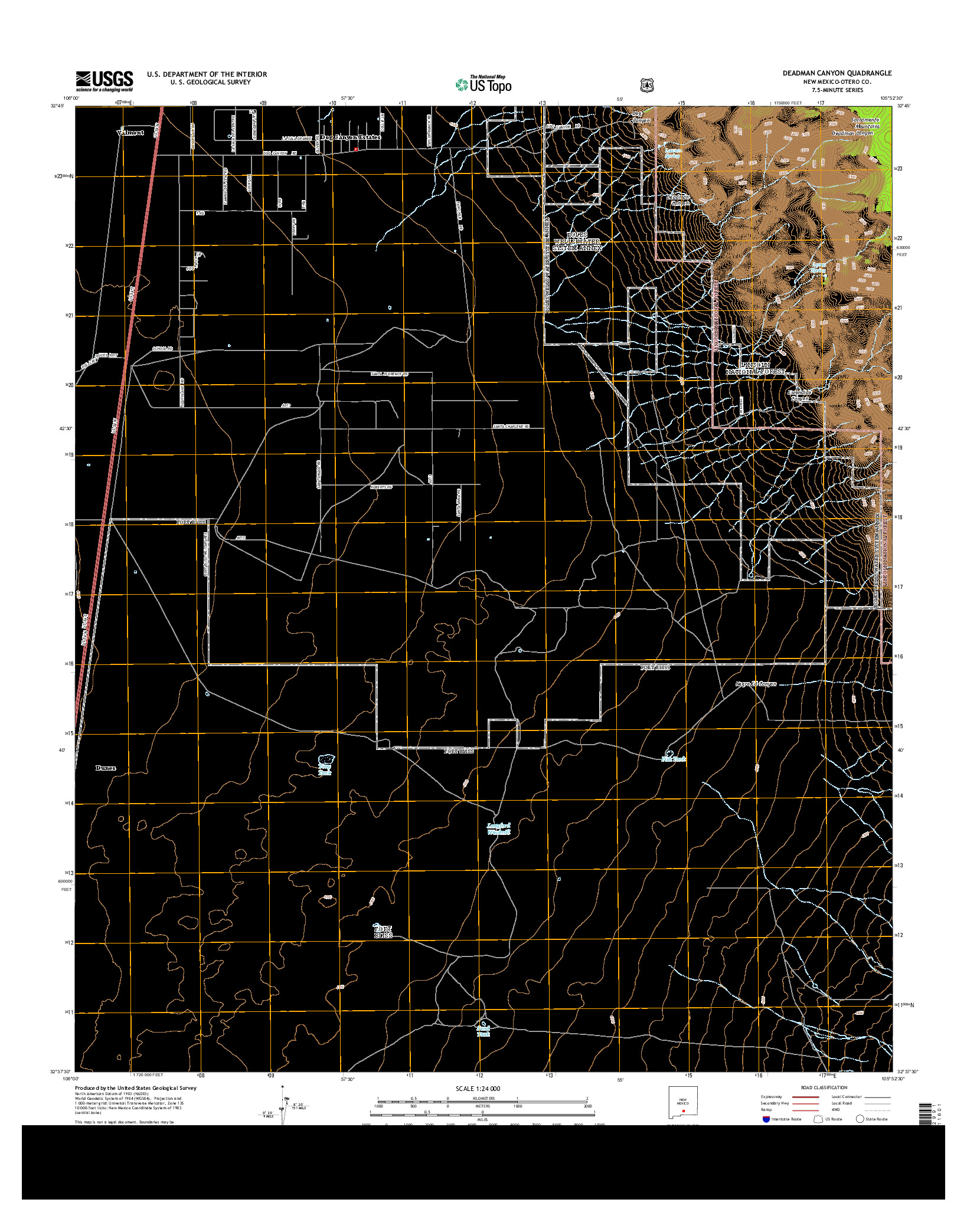 USGS US TOPO 7.5-MINUTE MAP FOR DEADMAN CANYON, NM 2013