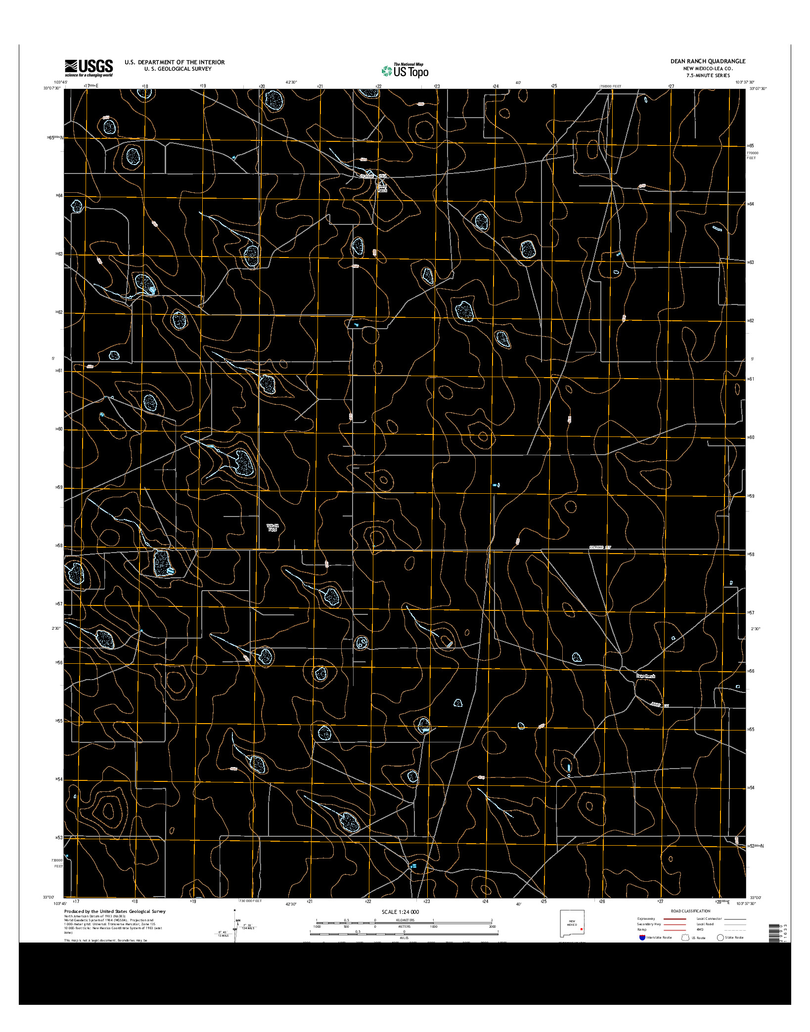 USGS US TOPO 7.5-MINUTE MAP FOR DEAN RANCH, NM 2013