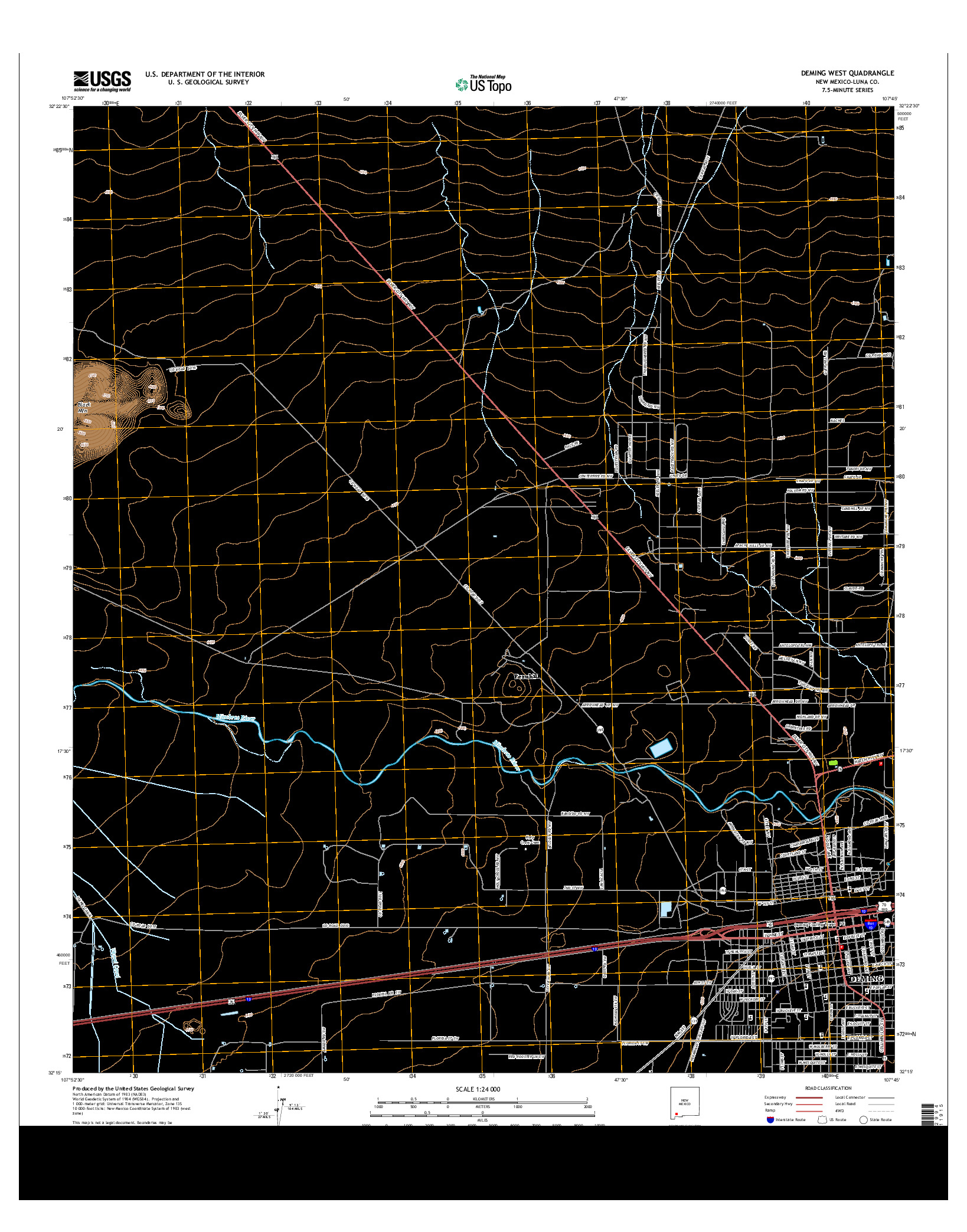 USGS US TOPO 7.5-MINUTE MAP FOR DEMING WEST, NM 2013