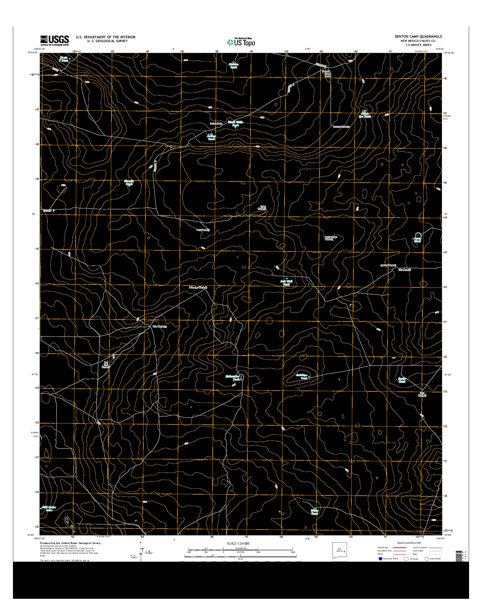 USGS US TOPO 7.5-MINUTE MAP FOR DENTON CAMP, NM 2013