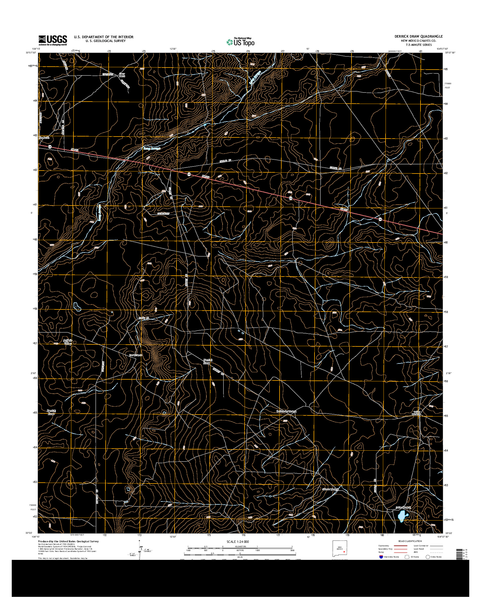 USGS US TOPO 7.5-MINUTE MAP FOR DERRICK DRAW, NM 2013