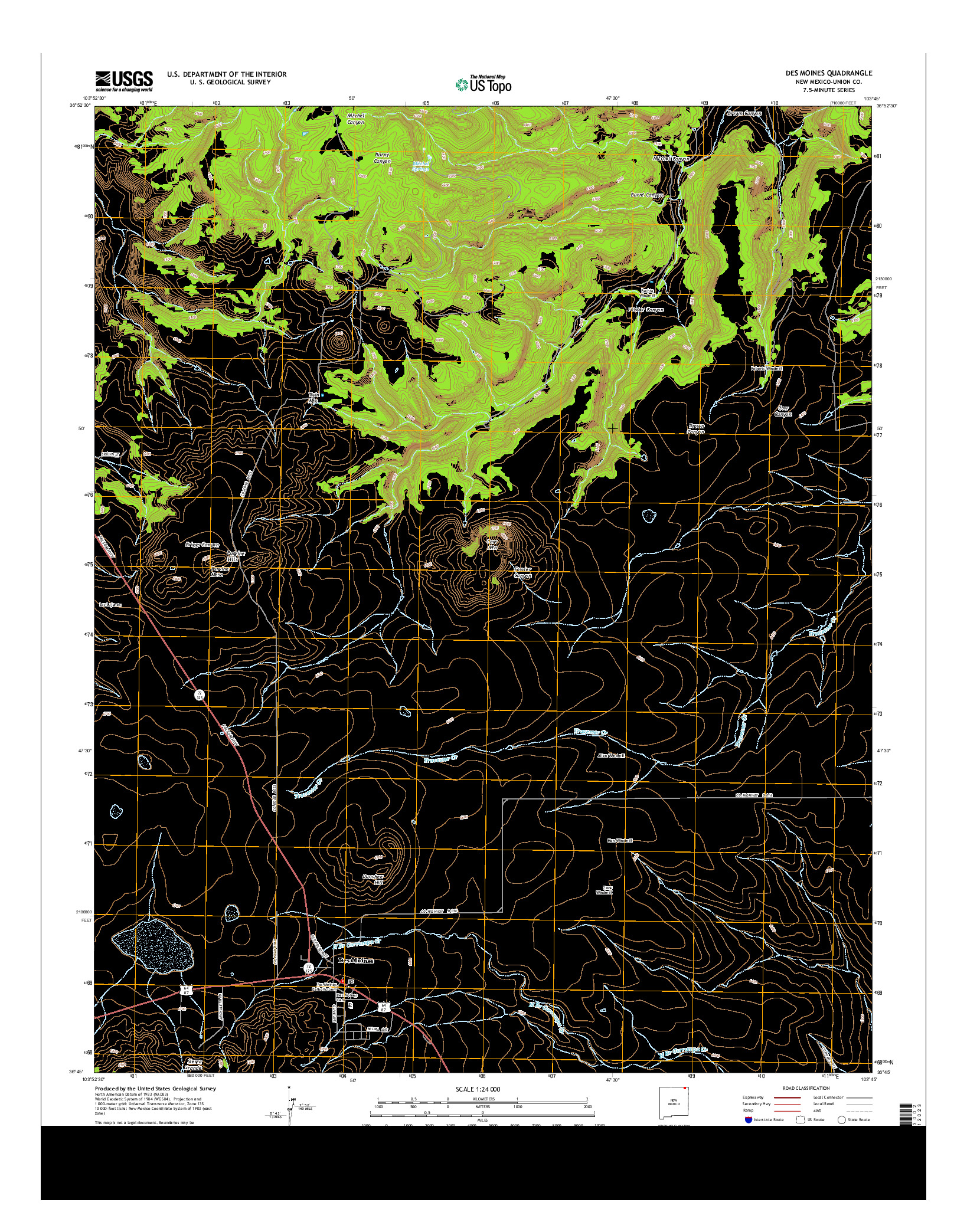USGS US TOPO 7.5-MINUTE MAP FOR DES MOINES, NM 2013